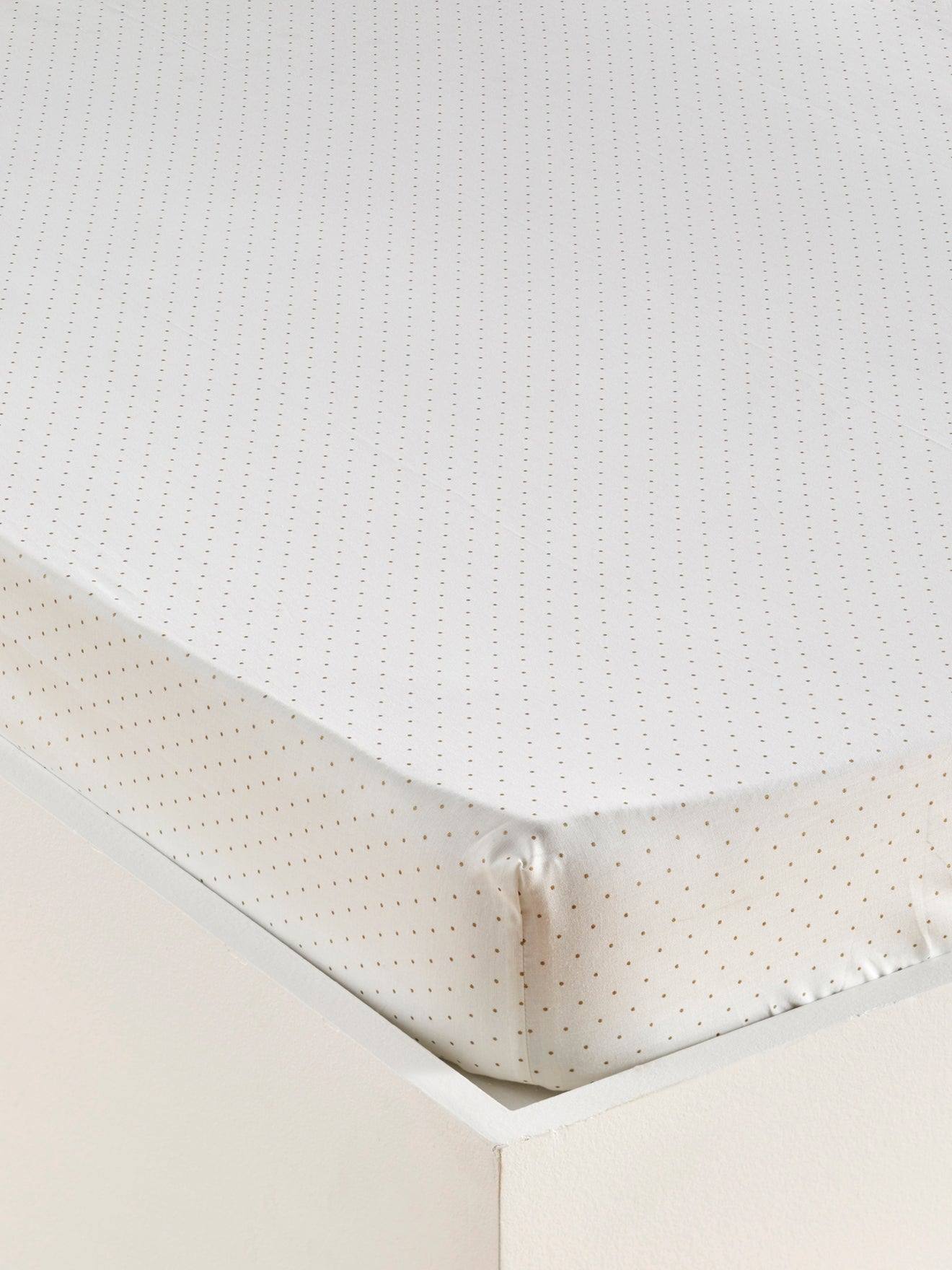 Drap-housse À Pois Percale De Coton Blanc Doux
