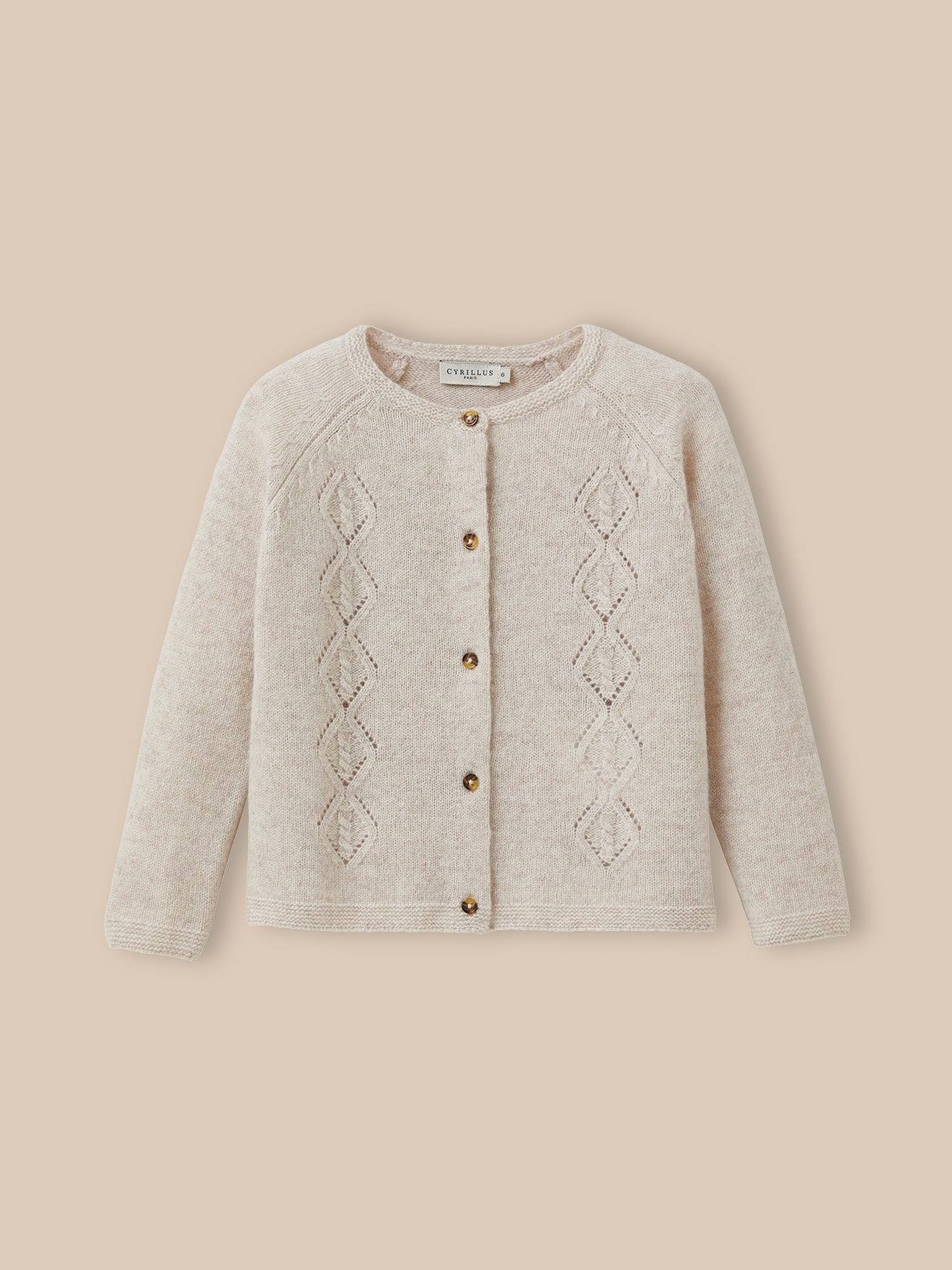 Cardigan En Laine Mérinos Ecru Chine