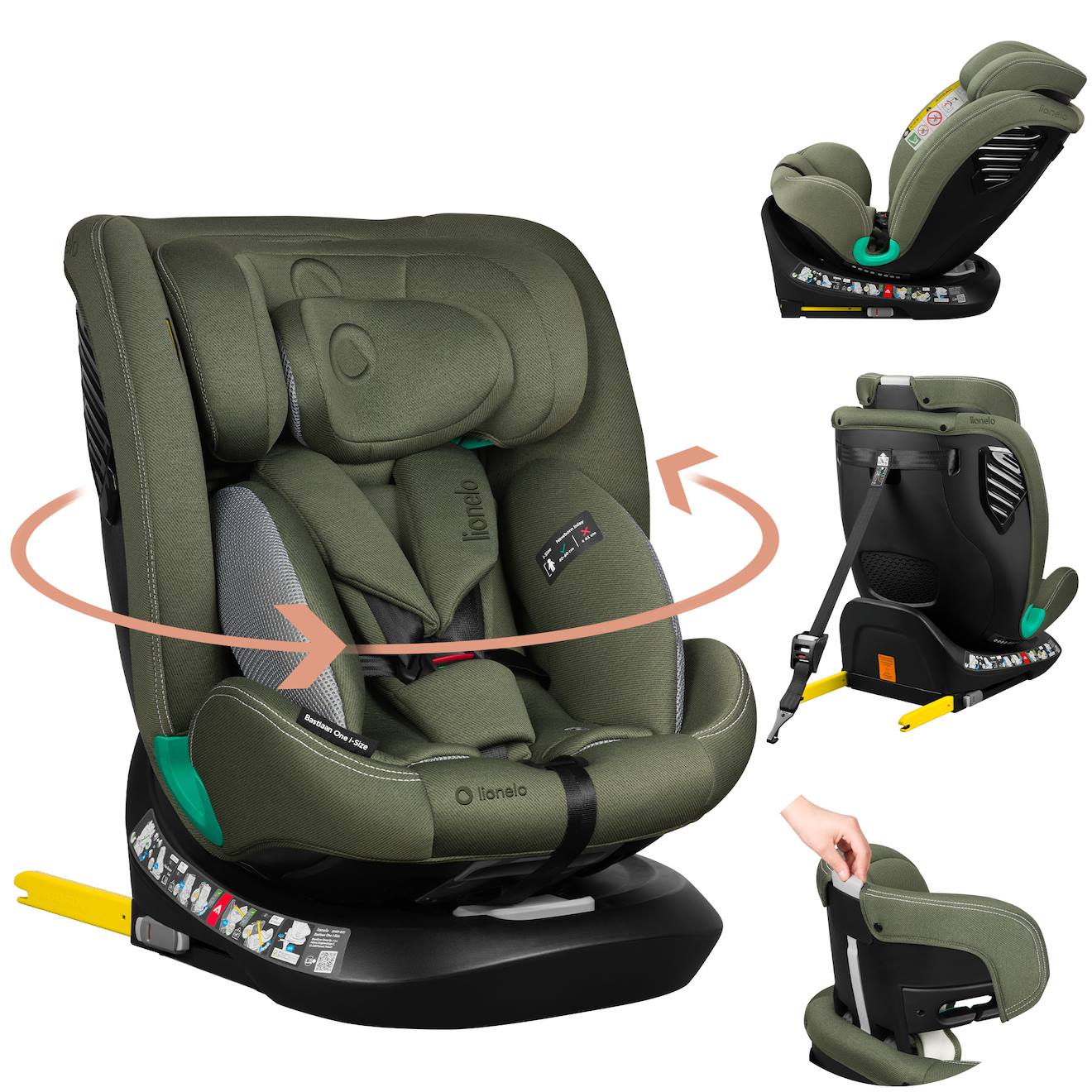 Siège Auto Bastiaan One I-size 40-150 Cm Avec Isofix Et Base Pivotante 360° Green Olive