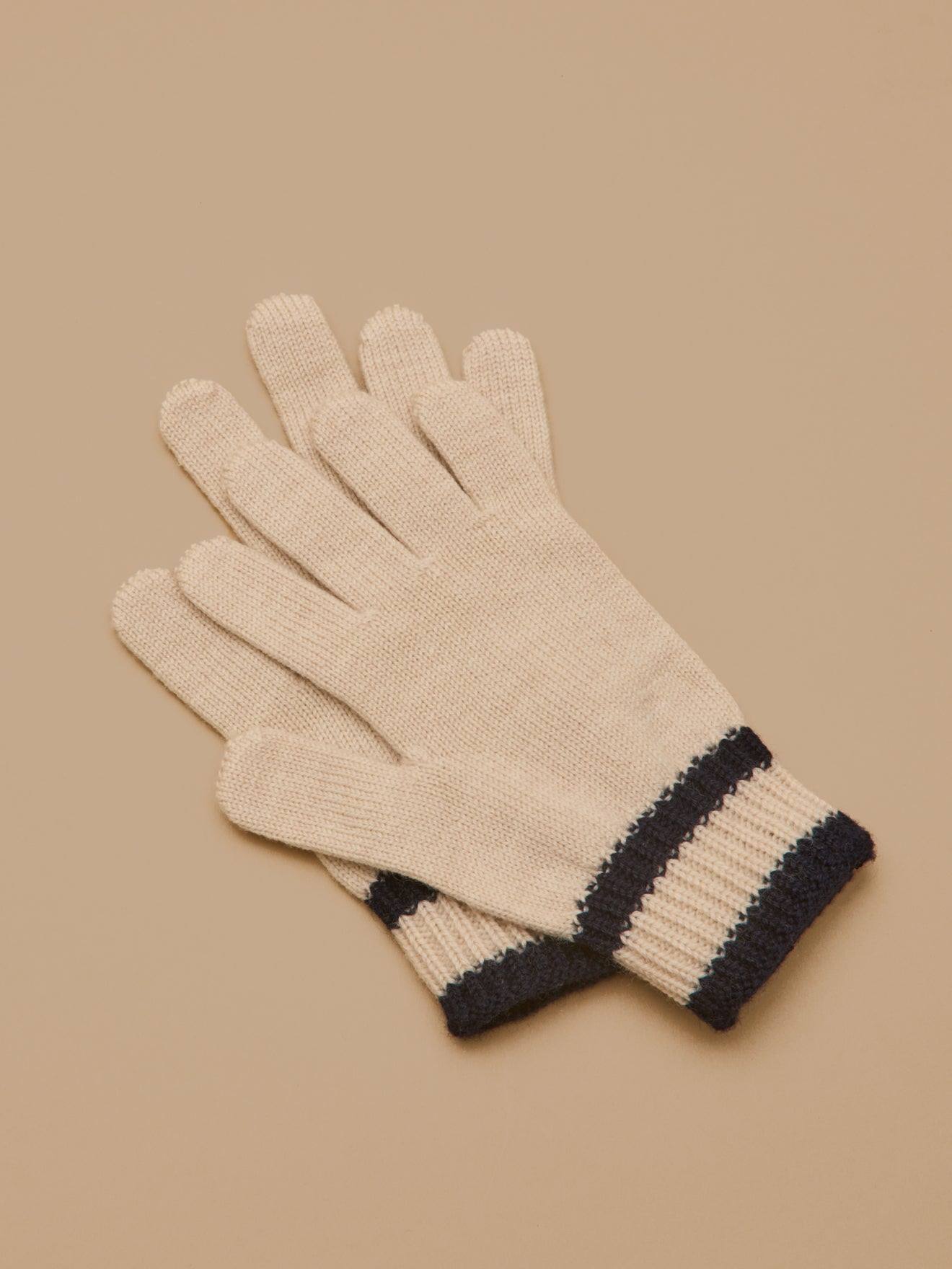Gants Laine Mérinos Enfant - Cyrillus X Les 3 Tricoteurs Rayure Marine