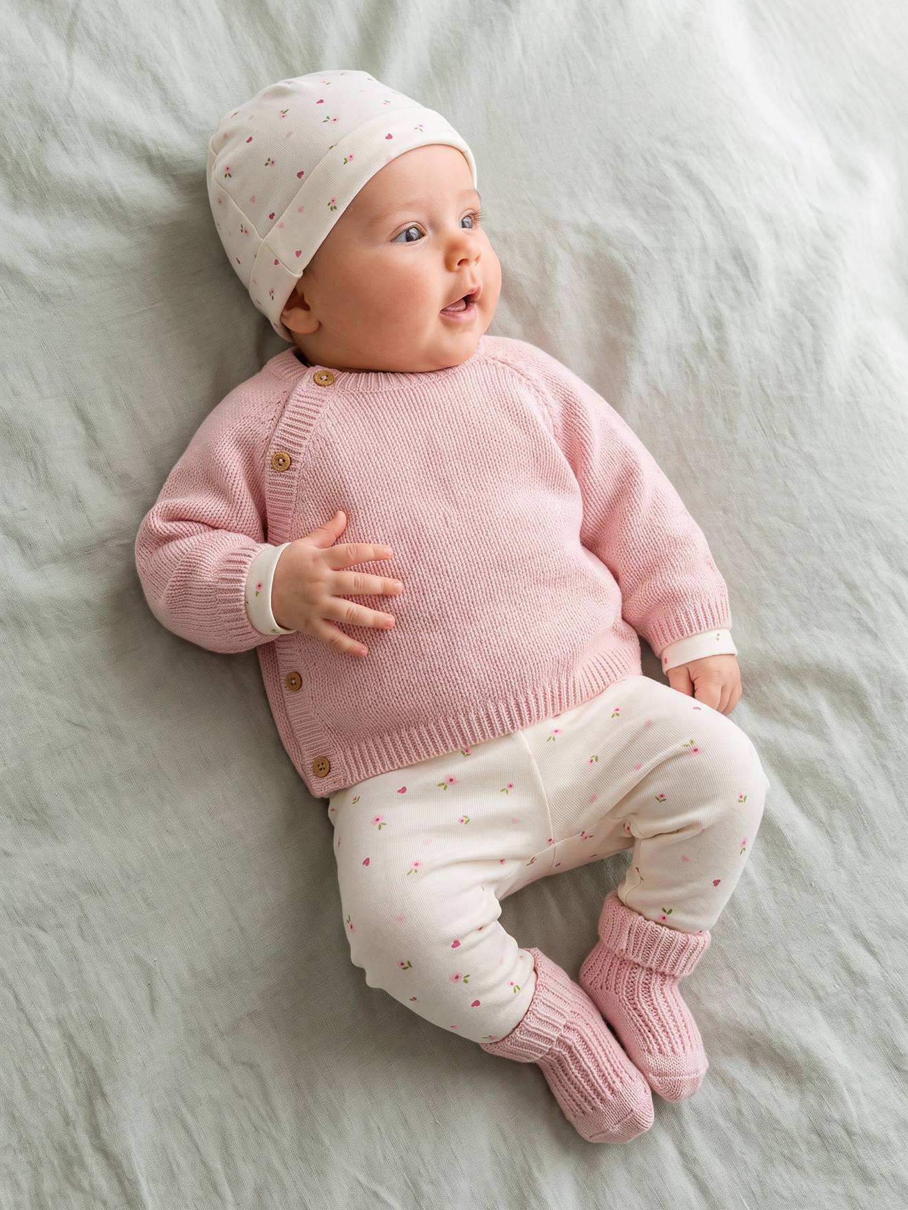 Ensemble 5 pièces naissance bébé fille rose
