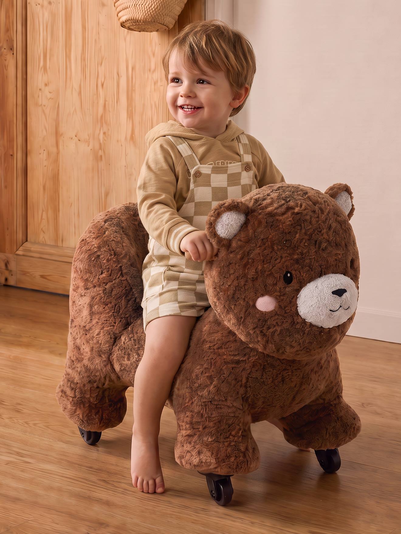 Porteur animal à roulettes en bois FSC® ours