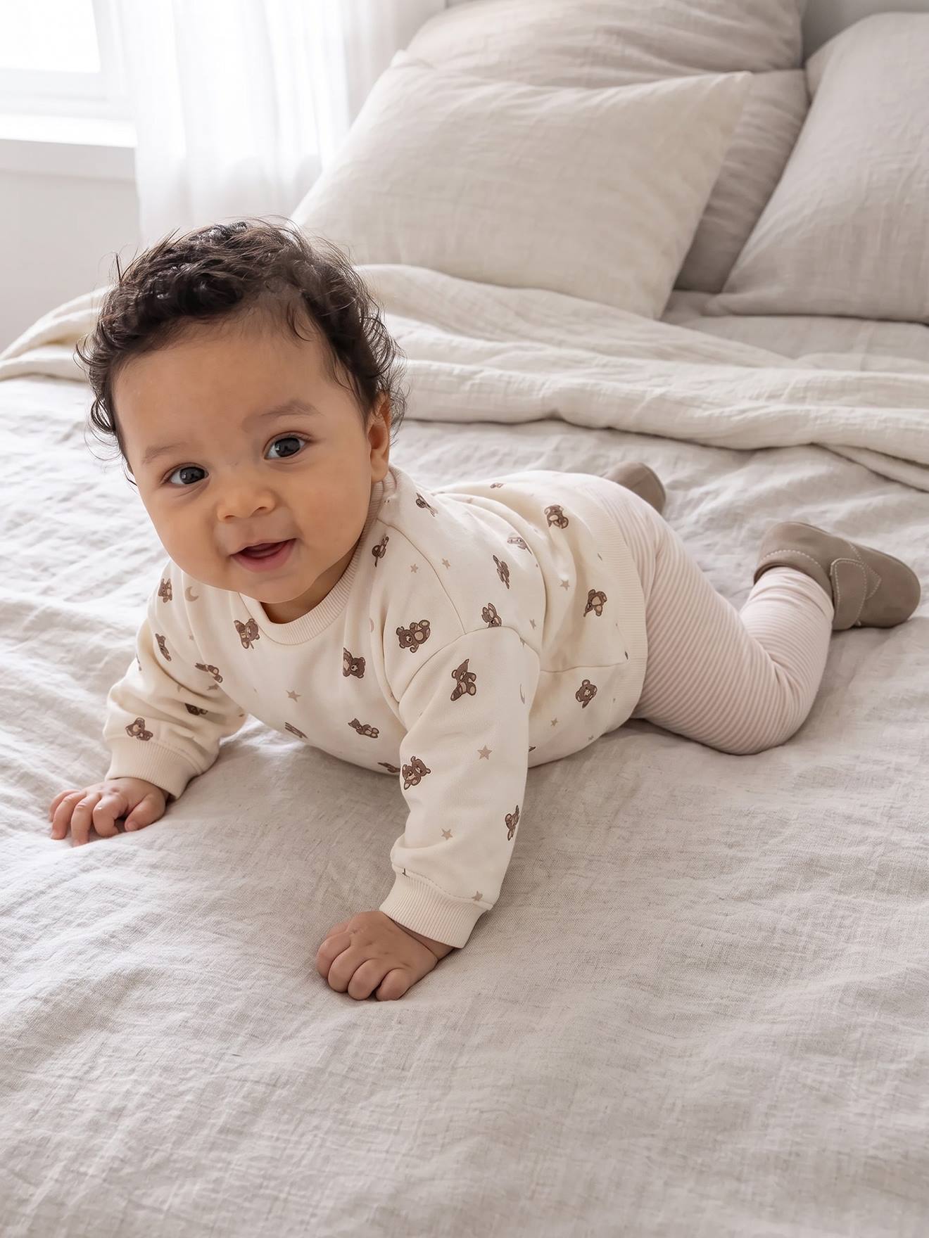 Ensemble sweat et pantalon bébé garçon écru