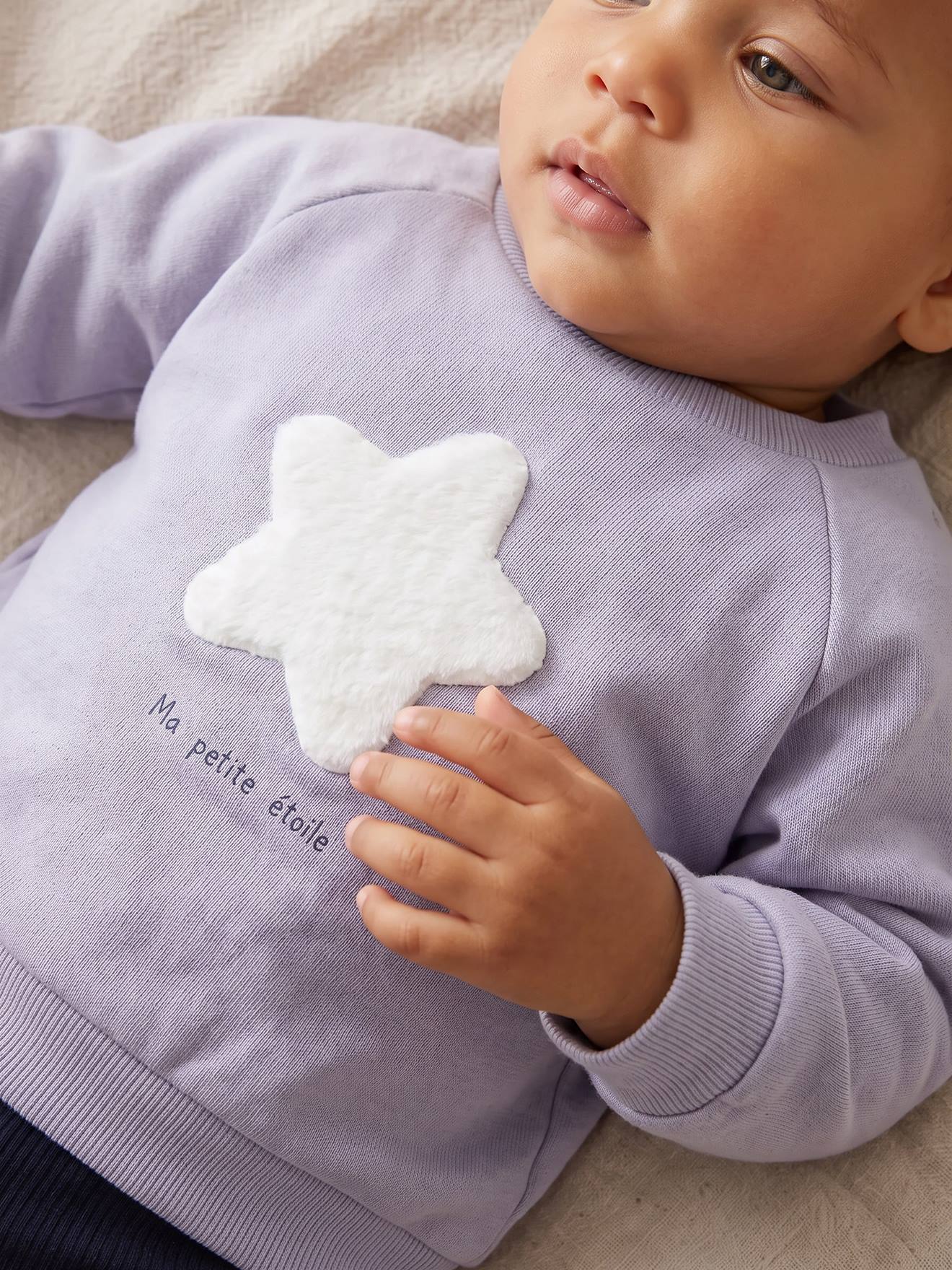 Sweat bébé ouverture dos bleu ciel