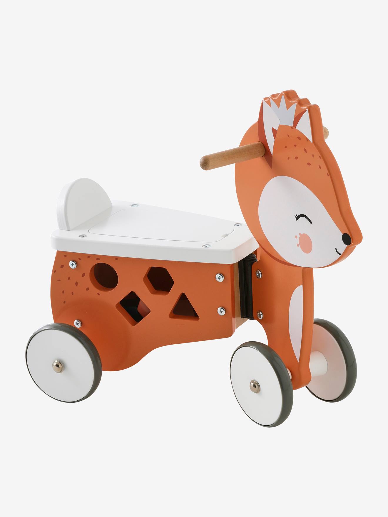 Porteur coffre renard en bois FSC® marron moyen uni avec decor (Vertbaudet) - Image 2