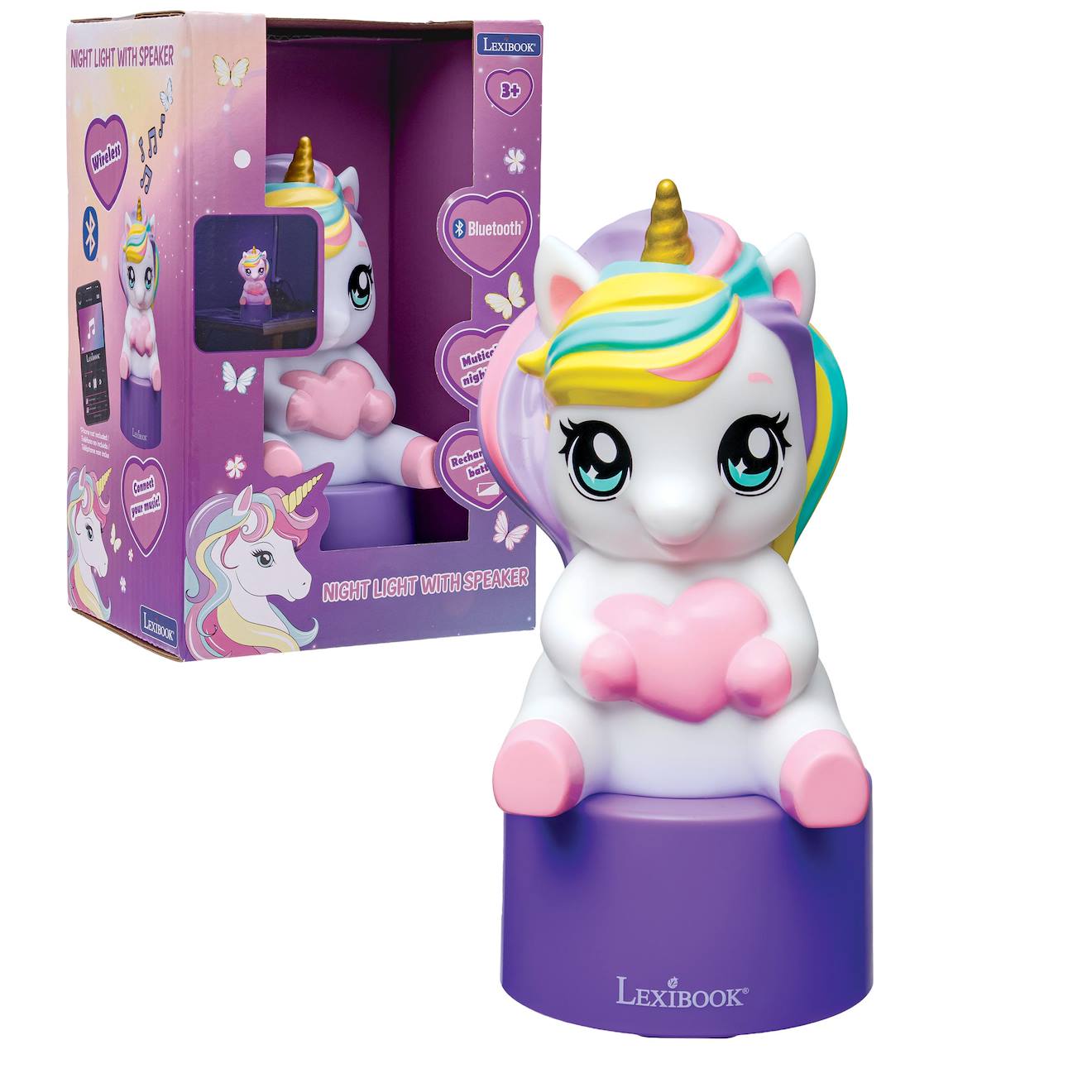 Enceinte Bluetooth Veilleuse Licorne Rose