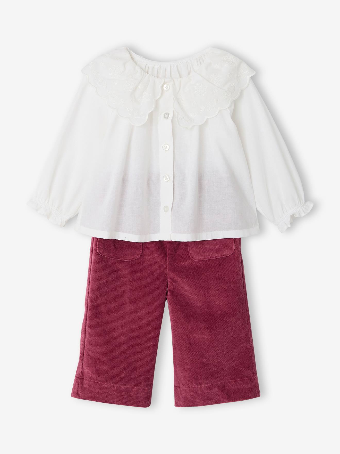 Ensemble blouse pantalon bébé fille framboise