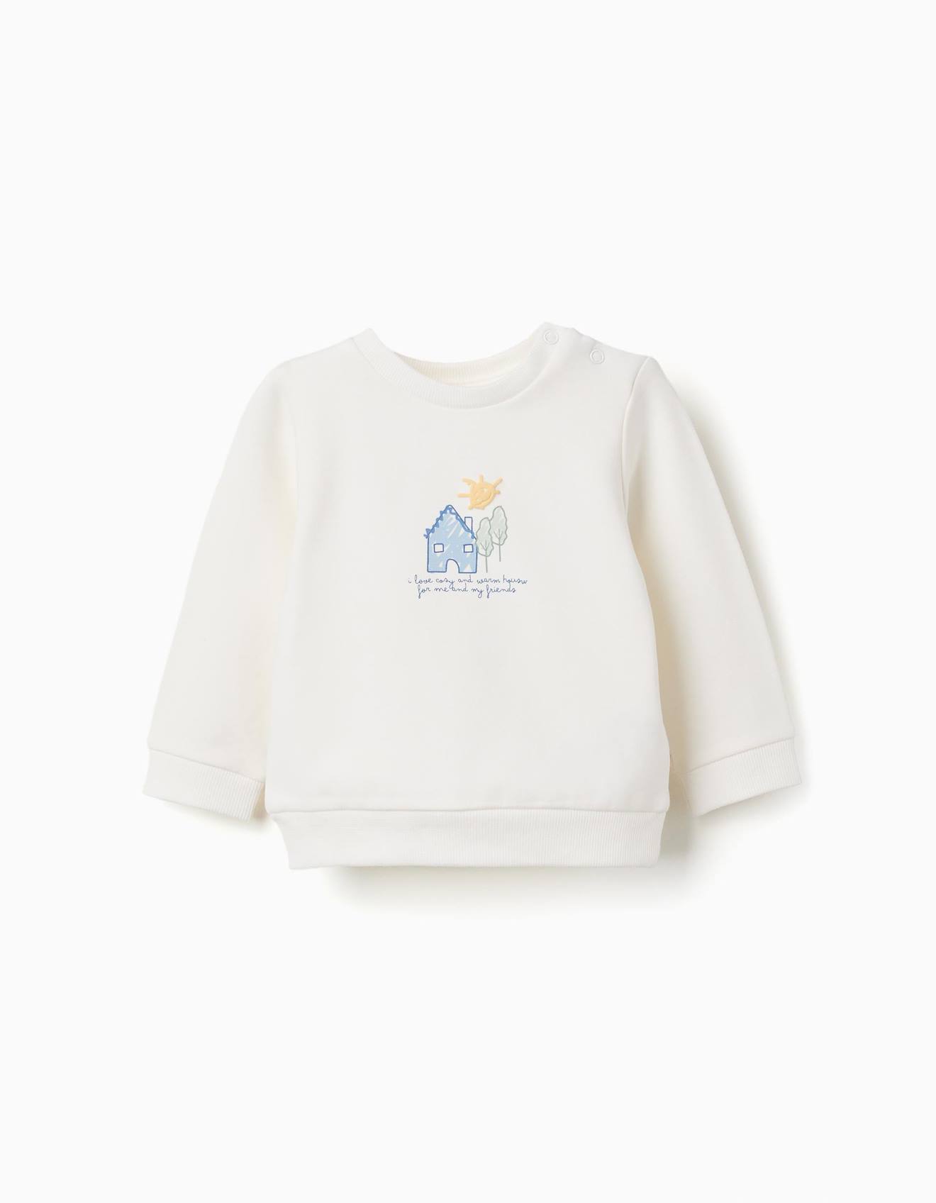 Sweat En Coton Peigné Avec Imprimé Maison Blanc
