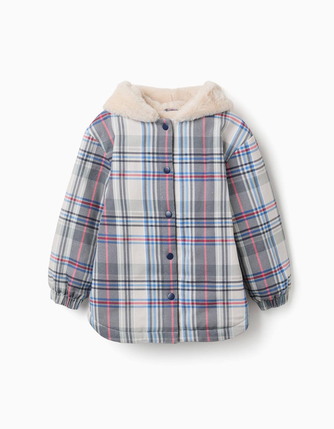 Veste À Carreaux Avec Doublure En Peluche Douce Synthétique Bleu Veste À Carreaux Avec Doublure En Peluche Douce Synthétique Bleu