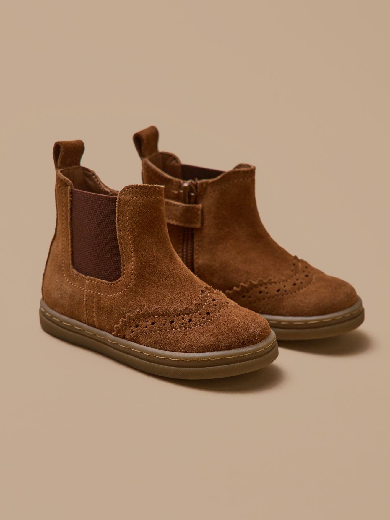 Boots Chelsea Bout Fleuri Cuir Bébé Camel Boots Chelsea Bout Fleuri Cuir Bébé Camel
