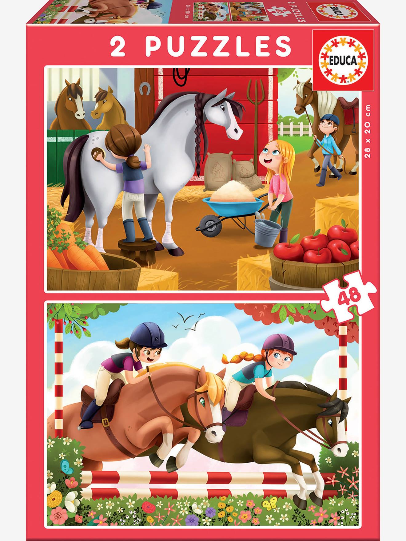 Lot de 2 puzzles 48 pièces Chevaux EDUCA