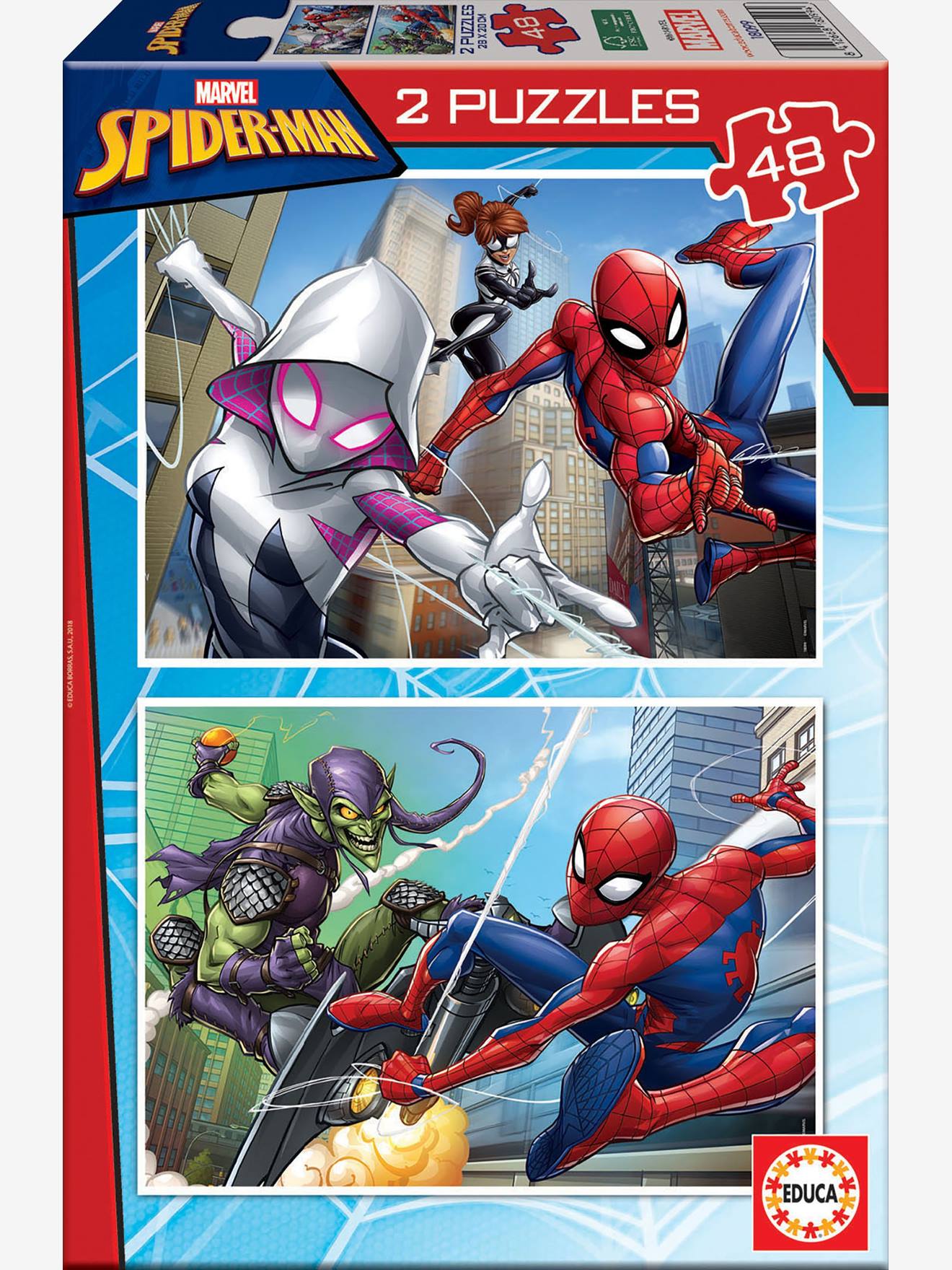Lot De 2 Puzzles 48 Pieces Marvel Spider Man Educa Bunt Educa