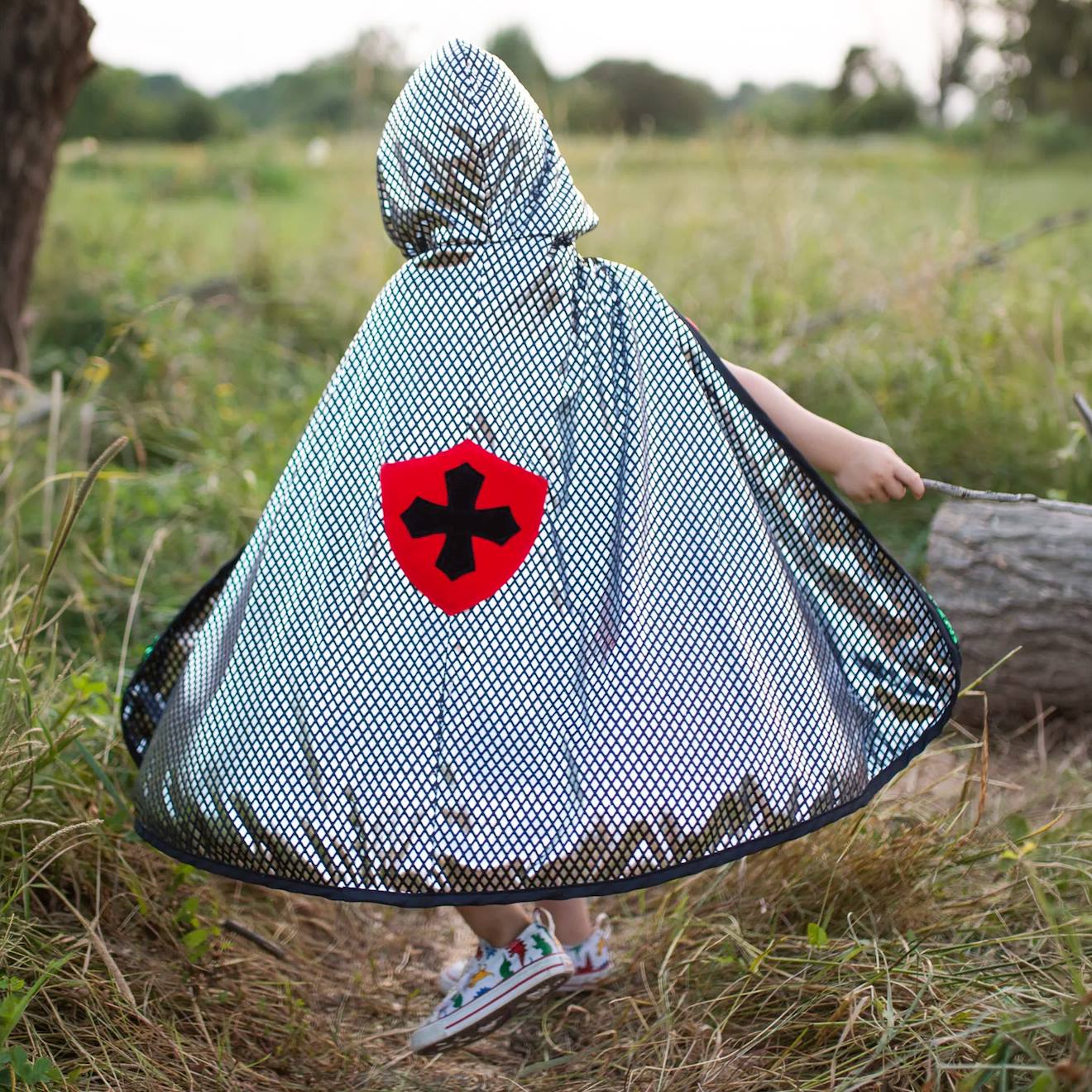 Déguisement Enfant Cape Réversible Chevalier Dragon Vert