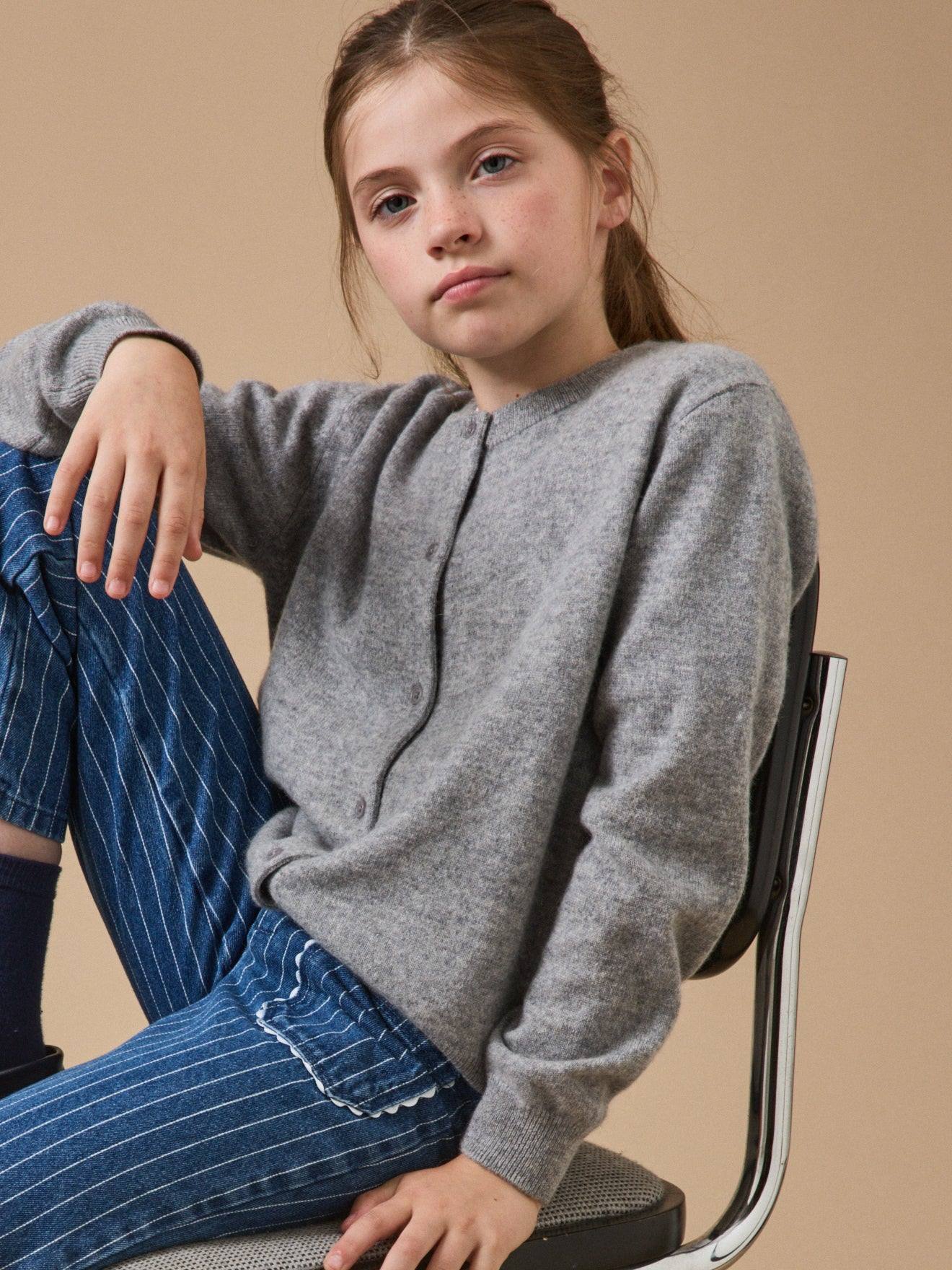 Cardigan En Cachemire Fille Gris Chine Moyen