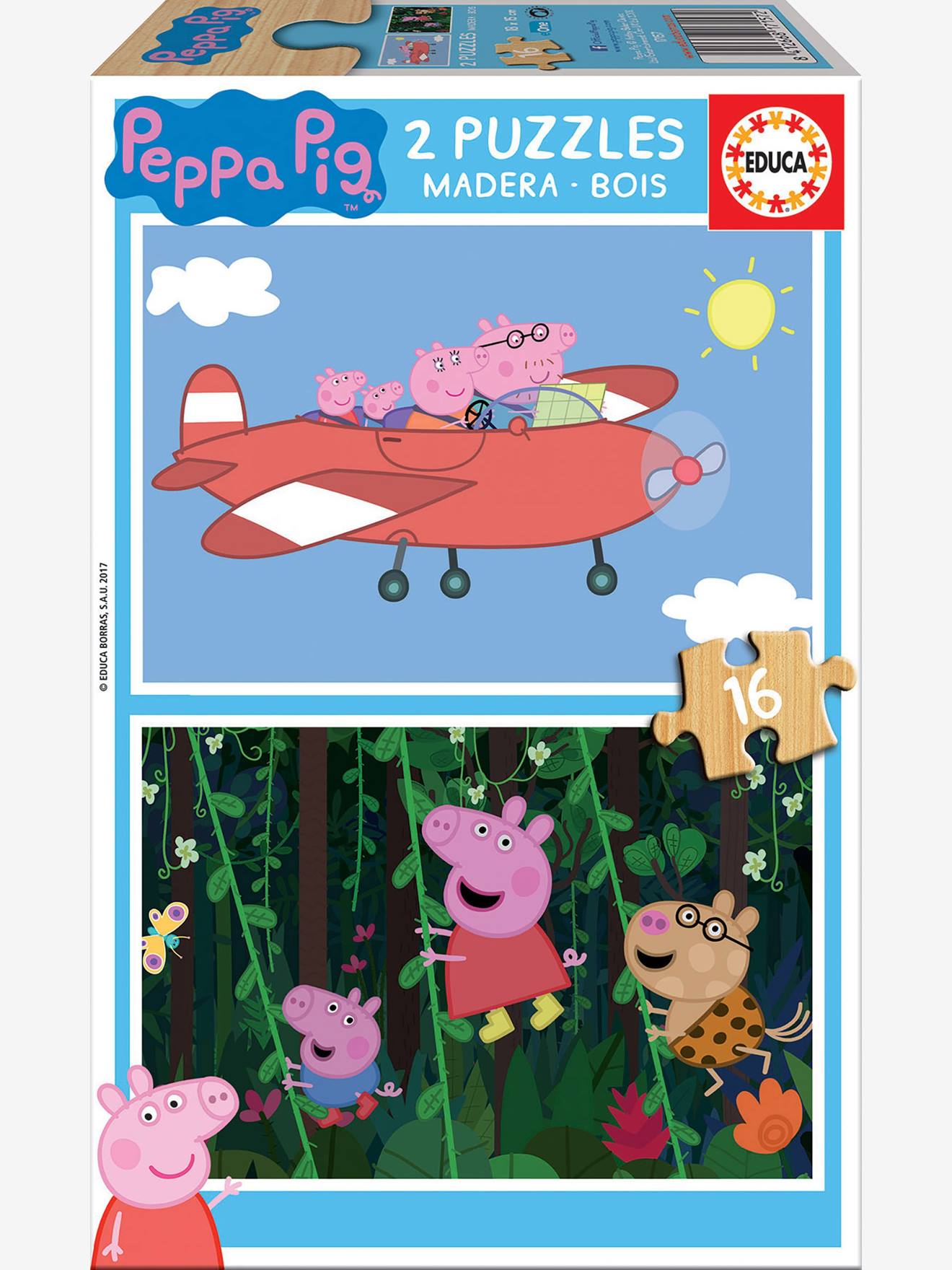 Lot de 2 puzzles bois 16 pièces Peppa Pig® EDUCA
