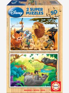 Jouet-Lot de 2 puzzles bois 50 pièces Disney® Animal Friends Roi Lion + Livre de la jungle  EDUCA