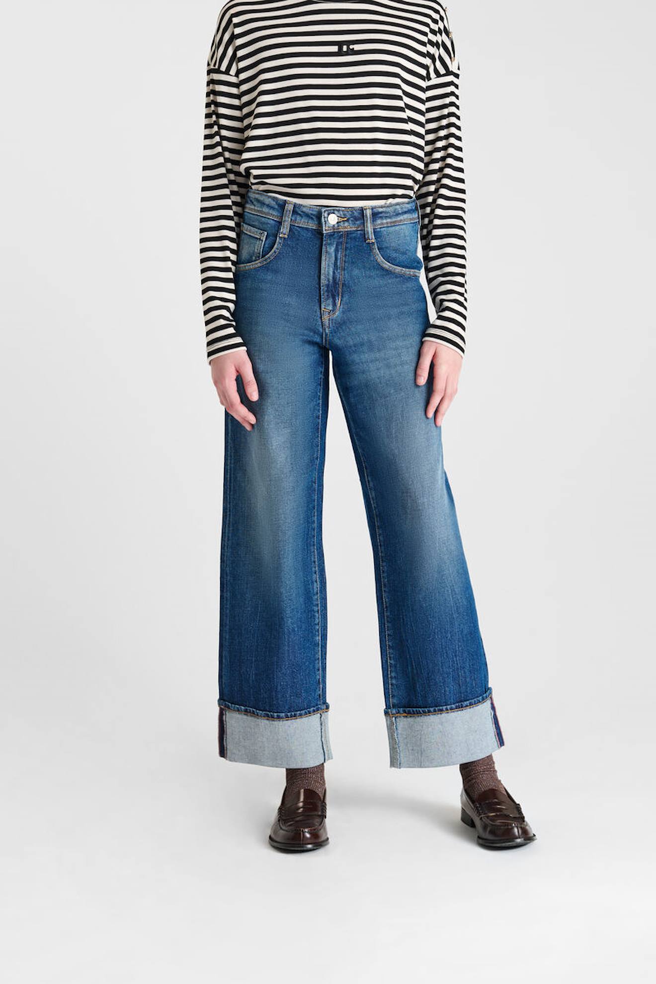 Jeans Droite Revers, Longueur 34 Blue Jeans Droite Revers, Longueur 34 Blue