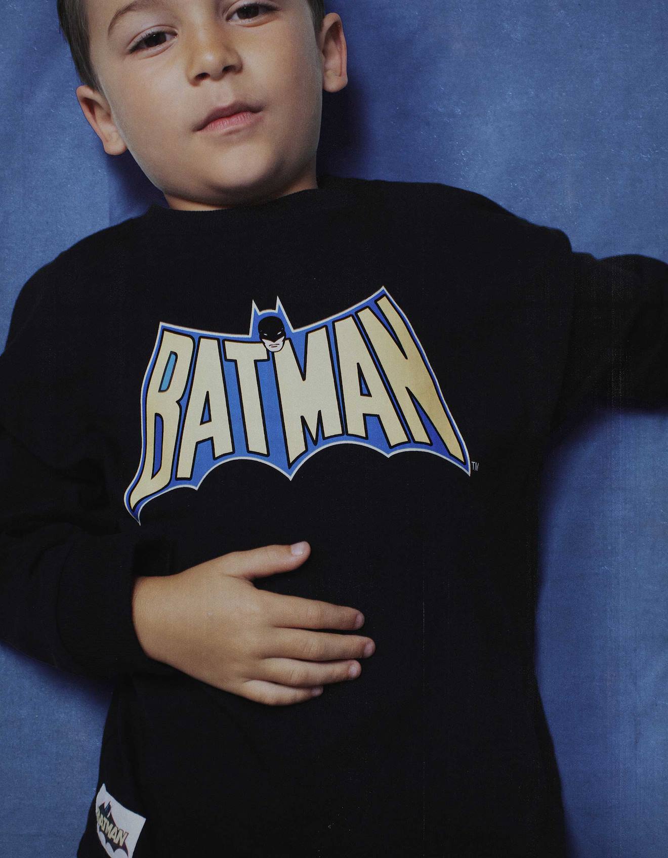 T-shirt En Coton À Manches Longues Avec Imprimés Batman Noir