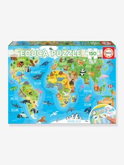 Jouet-Jeux éducatifs-Puzzles-Puzzle 150 pièces Mappemonde Animaux EDUCA