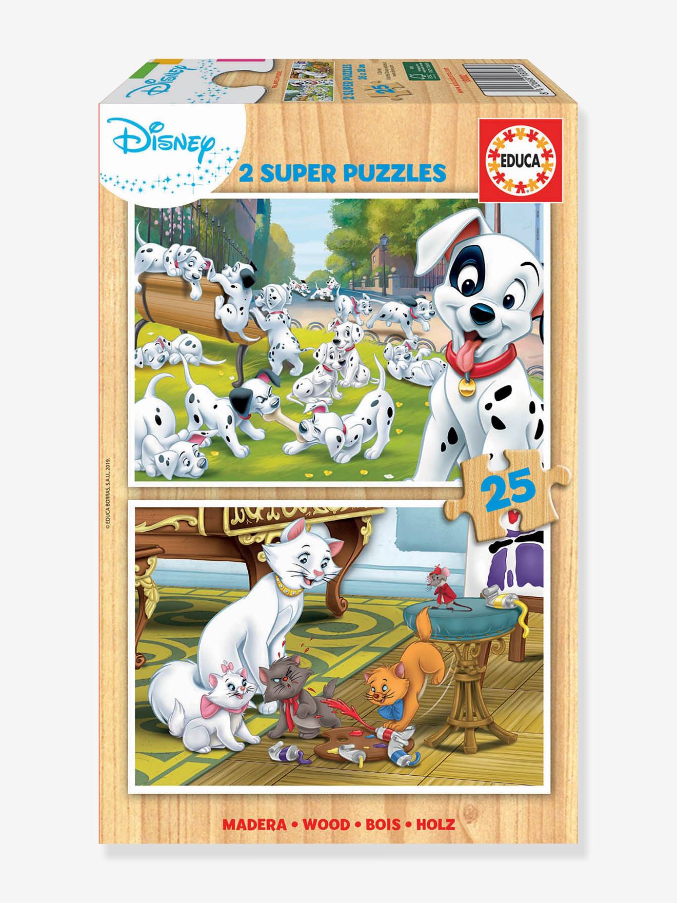 Lot de 2 puzzles bois 25 pièces Disney® Animals Dalmatiens + Aristochats EDUCA