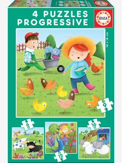 Lot de 4 puzzles progressifs 6 à 16 pièces Animaux de la ferme EDUCA  - vertbaudet enfant