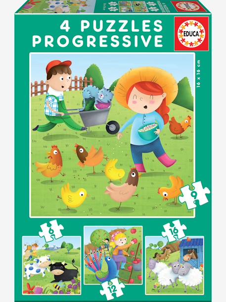 Lot de 4 puzzles progressifs 6 à 16 pièces Animaux de la ferme EDUCA  1 - vertbaudet enfant 