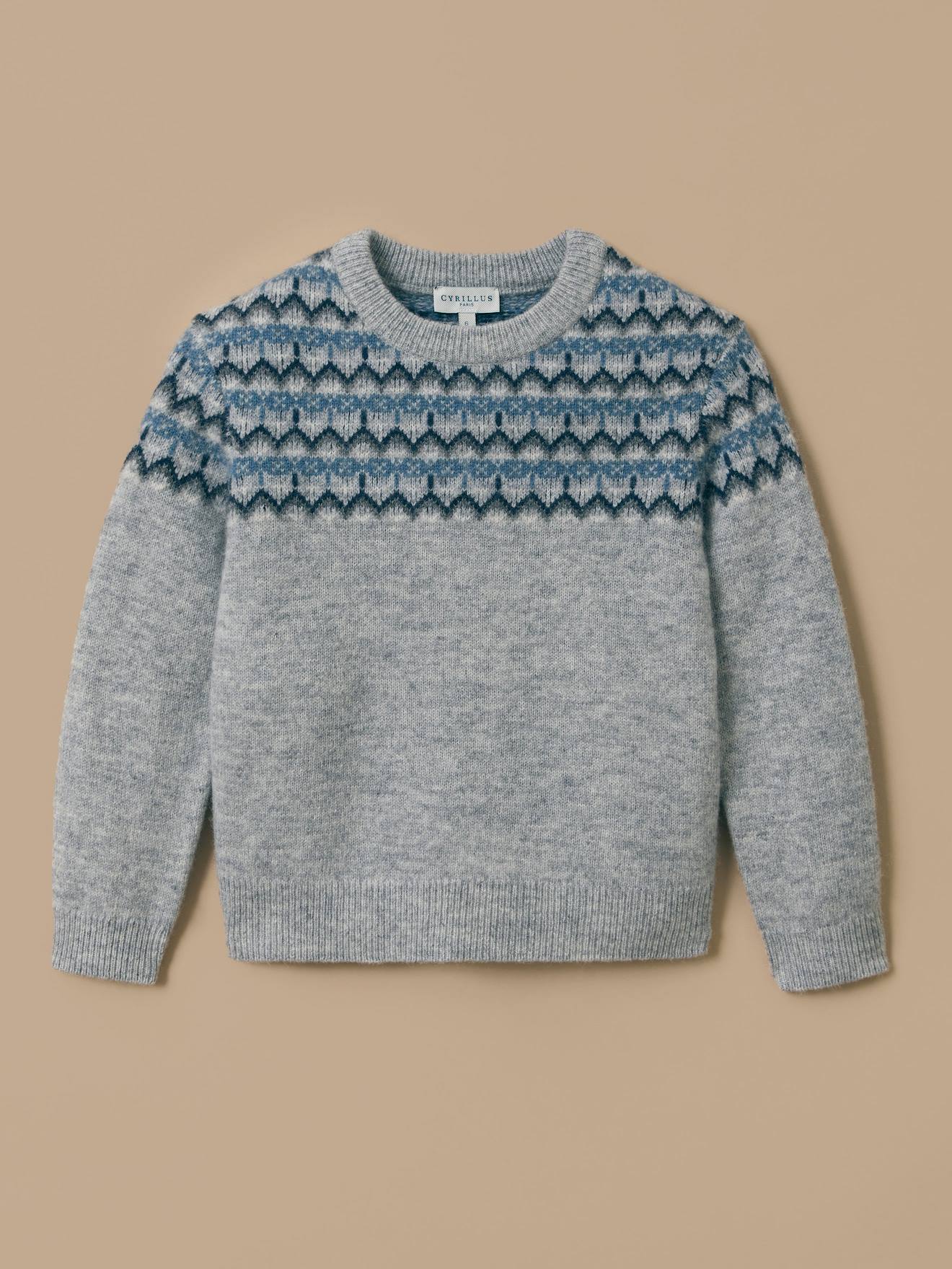 Pull Jacquard Avec Laine Garçon Gris Pull Jacquard Avec Laine Garçon Gris