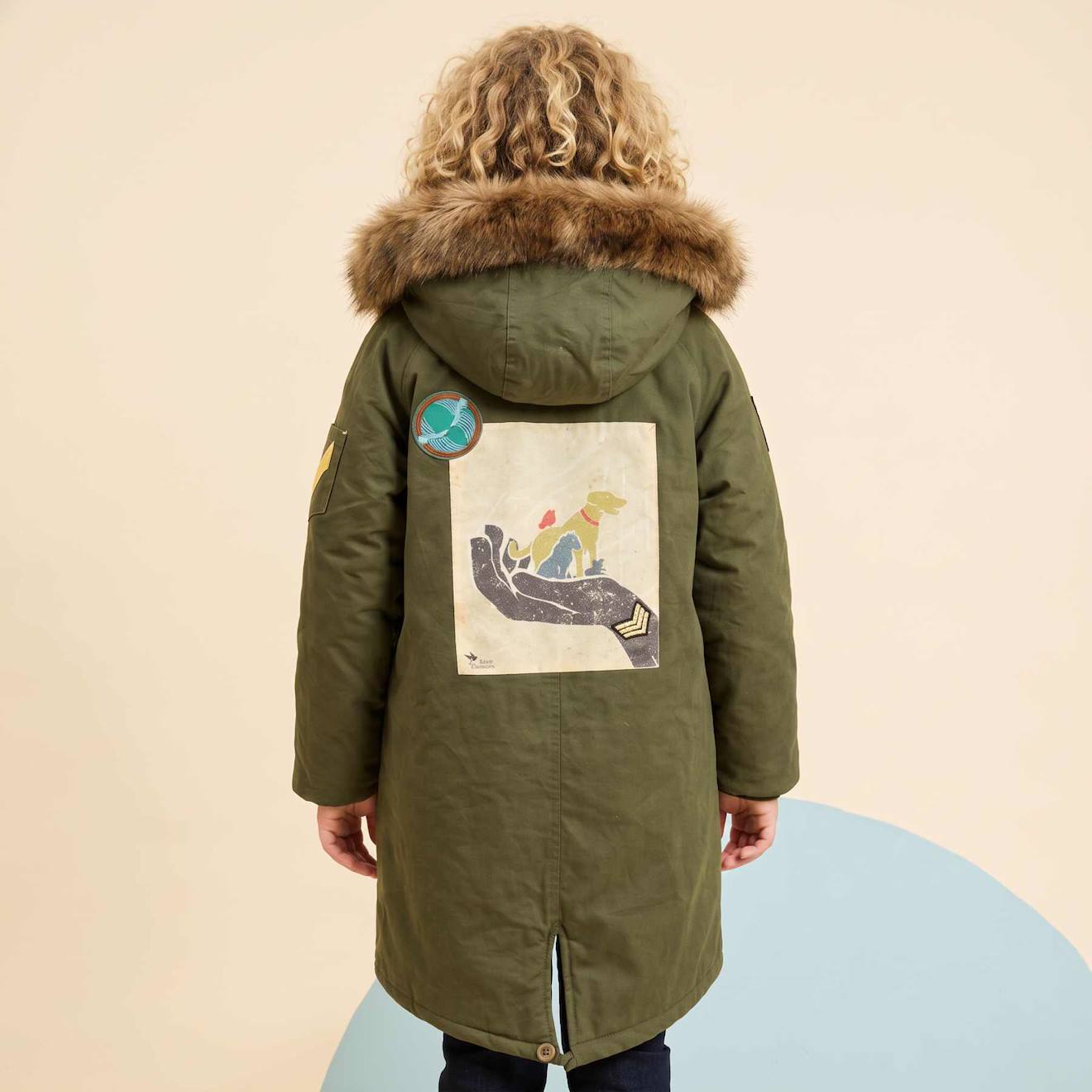 Parka Chaude Garçon Longue À Capuche - Rock & Peace Vert Kaki