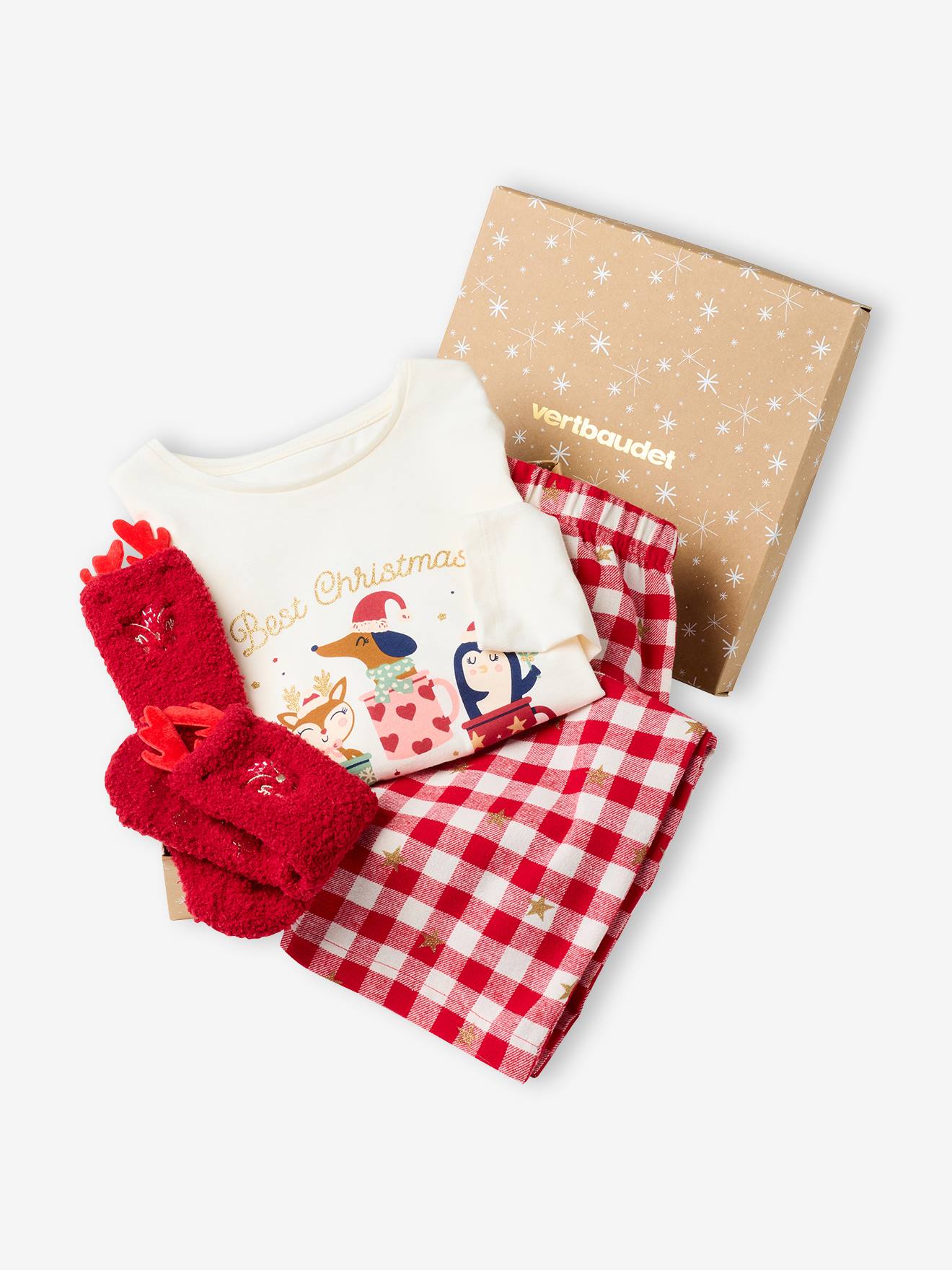 Coffret pyjama fille avec chaussettes écru