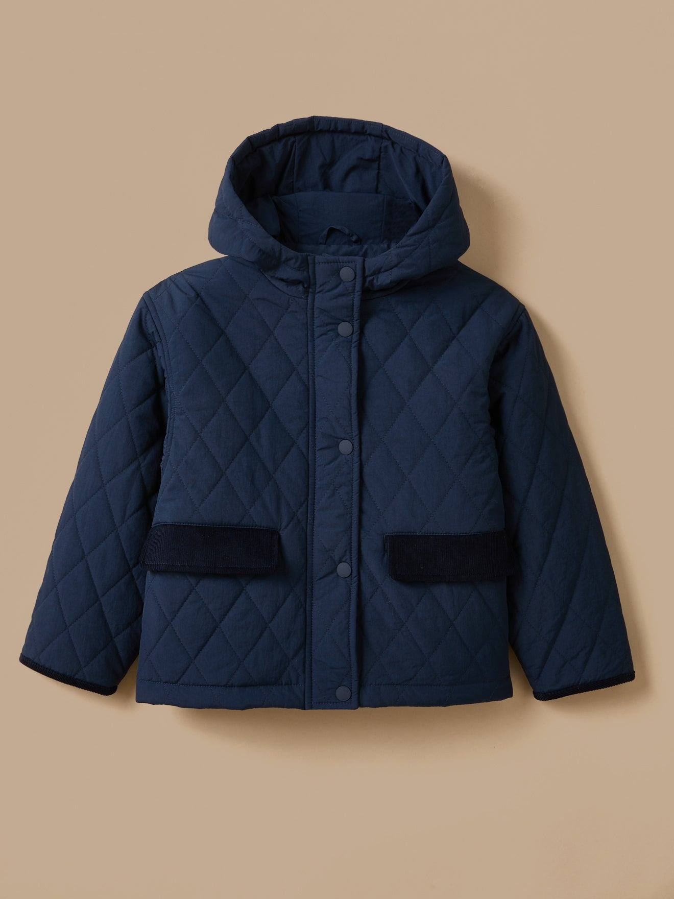 Blouson Matelassé Col Montant Fille Marine