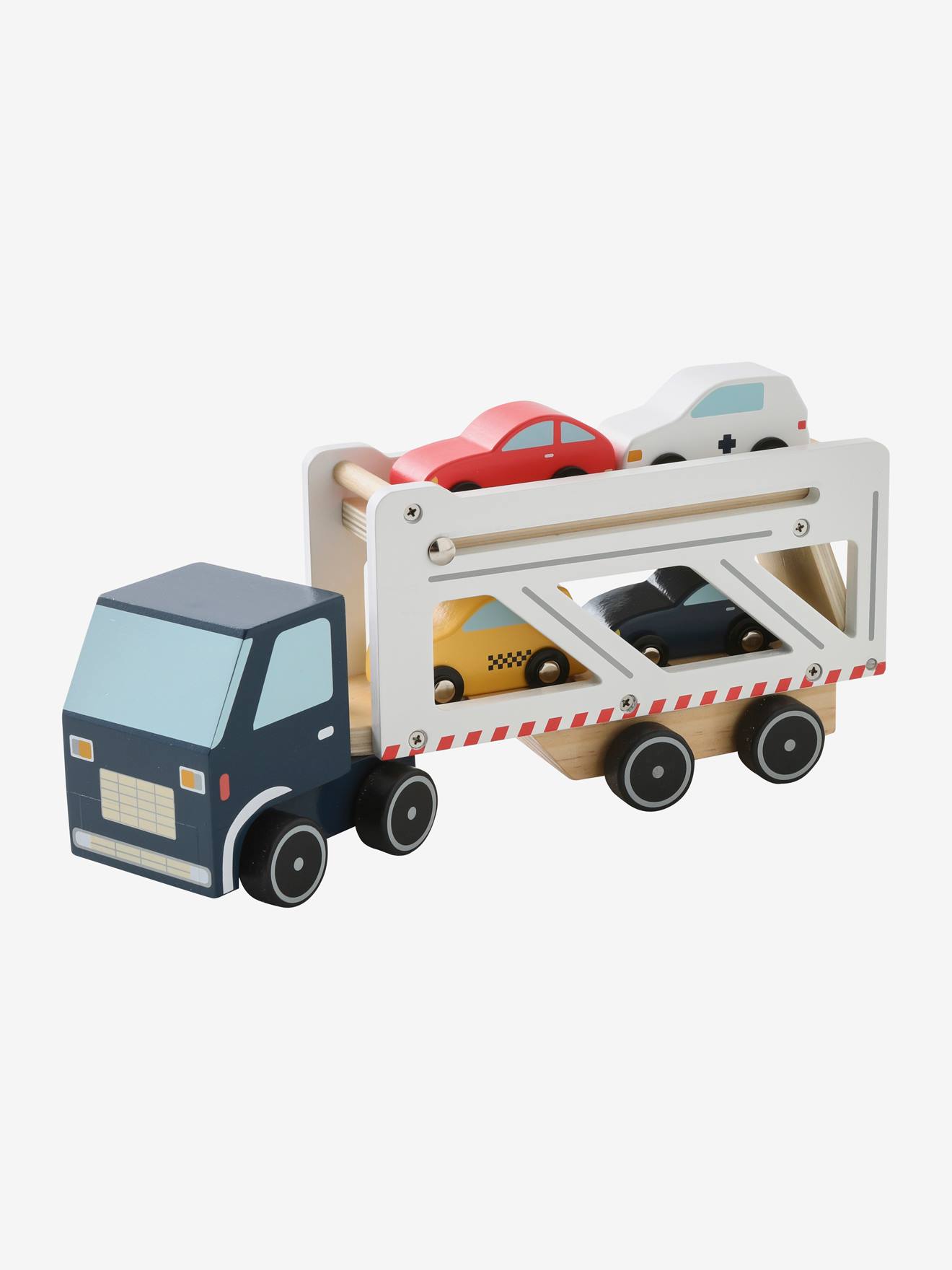 Camion remorque avec voitures en bois FSC® multicolore - Vertbaudet