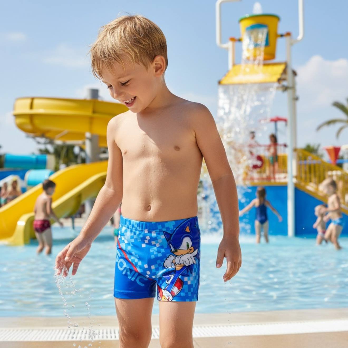 Boxer De Bain Avec Personnage Sonic Bleu