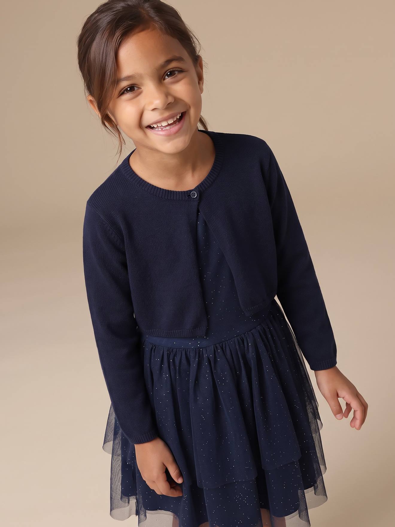 Ensemble robe et gilet enfant fille marine