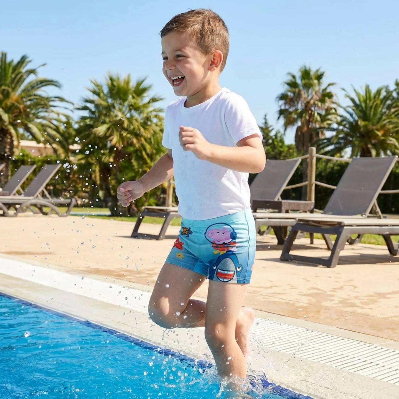 Boxer De Bain Enfant Imprimé Peppa Pig Bleu