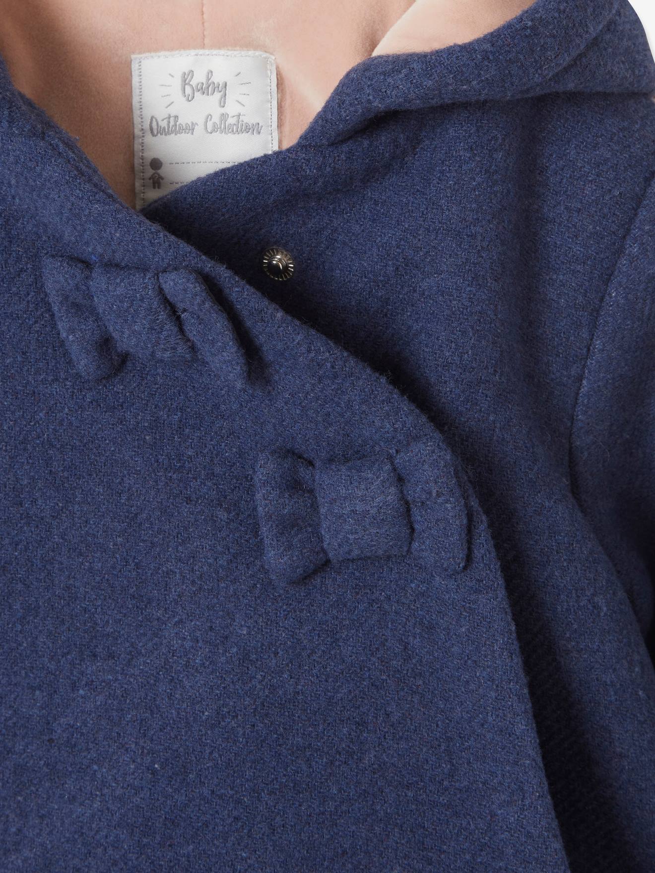 Manteau A Capuche Bebe Fille Lainage Double Et Ouatine Gris Clair Chine Vertbaudet