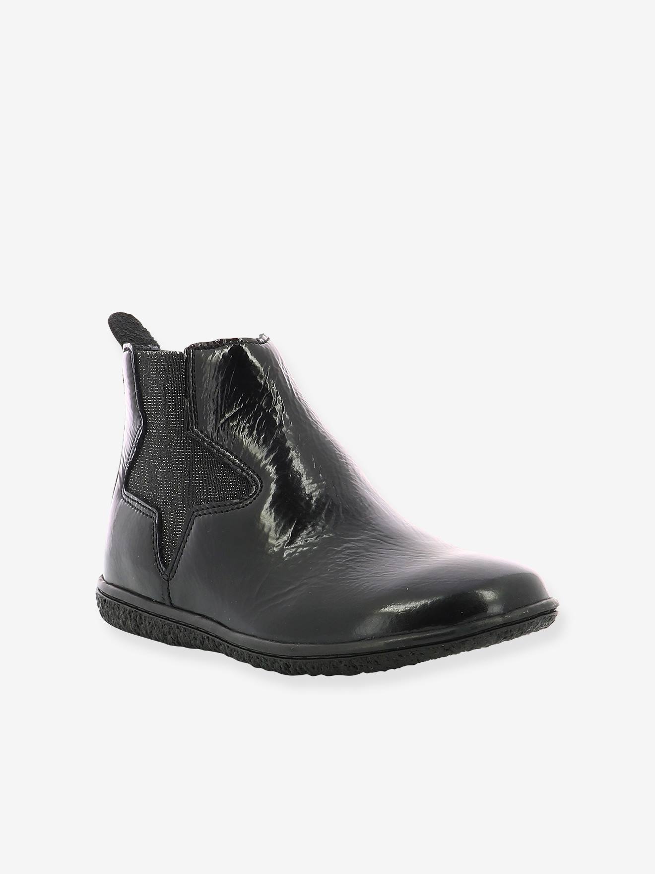 Boots fille Vermillon noir vernis