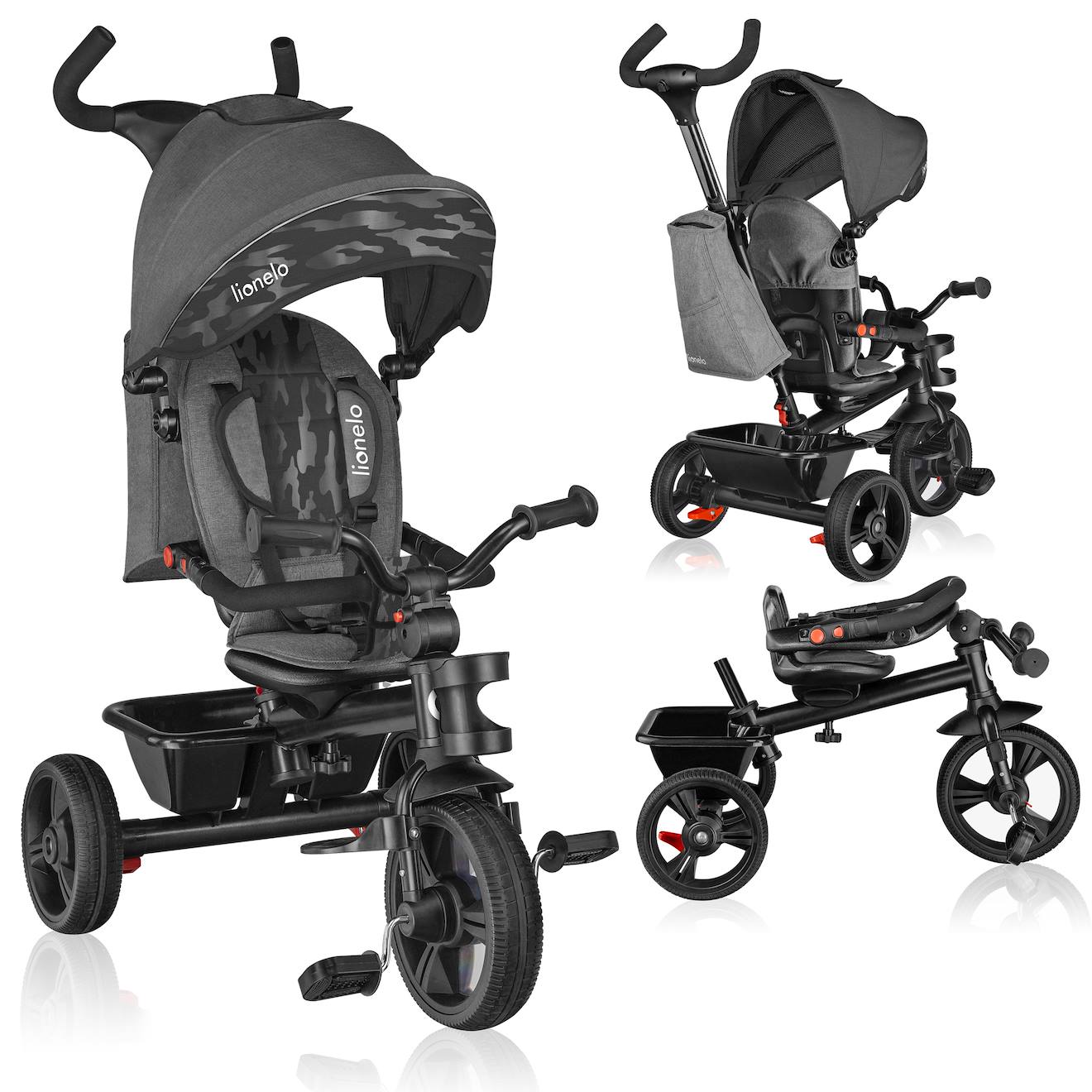 Tricycle Poussette Haari Jusqu’à 25 Kg Avec Siège Réversible, Panier Et Sac Stone Grey