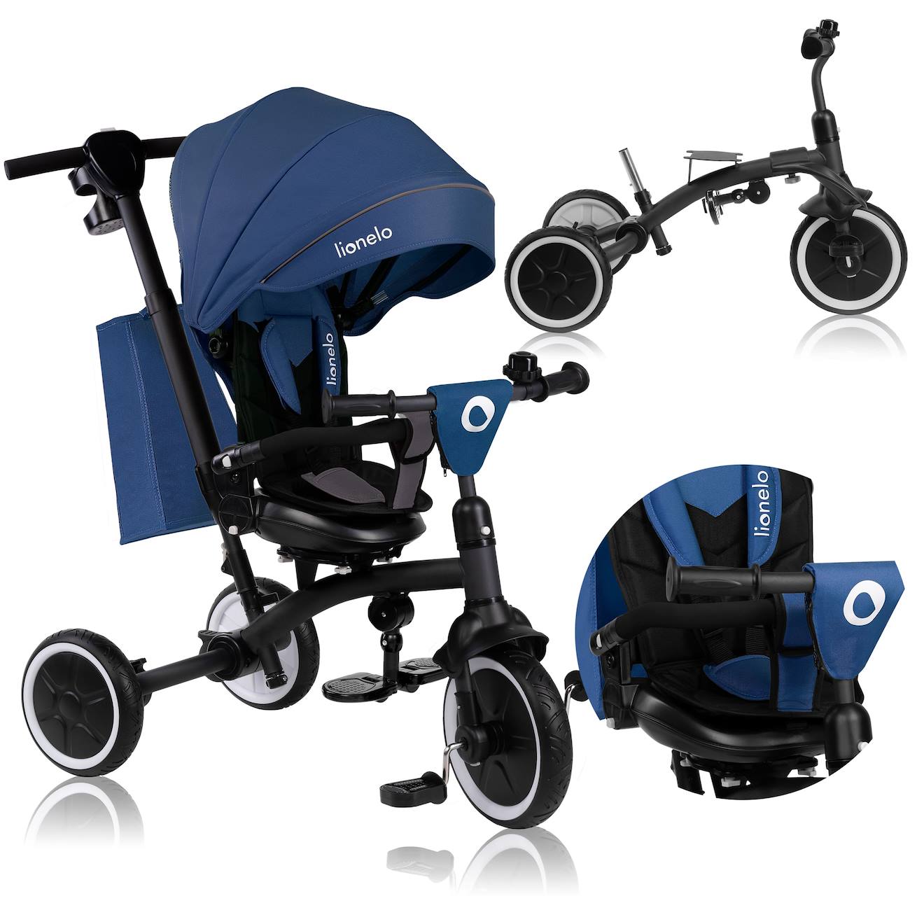 Tricycle Poussette Tris Plus Jusqu’à 25 Kg Avec Siège Réversible Et Accessoires Blue Denim