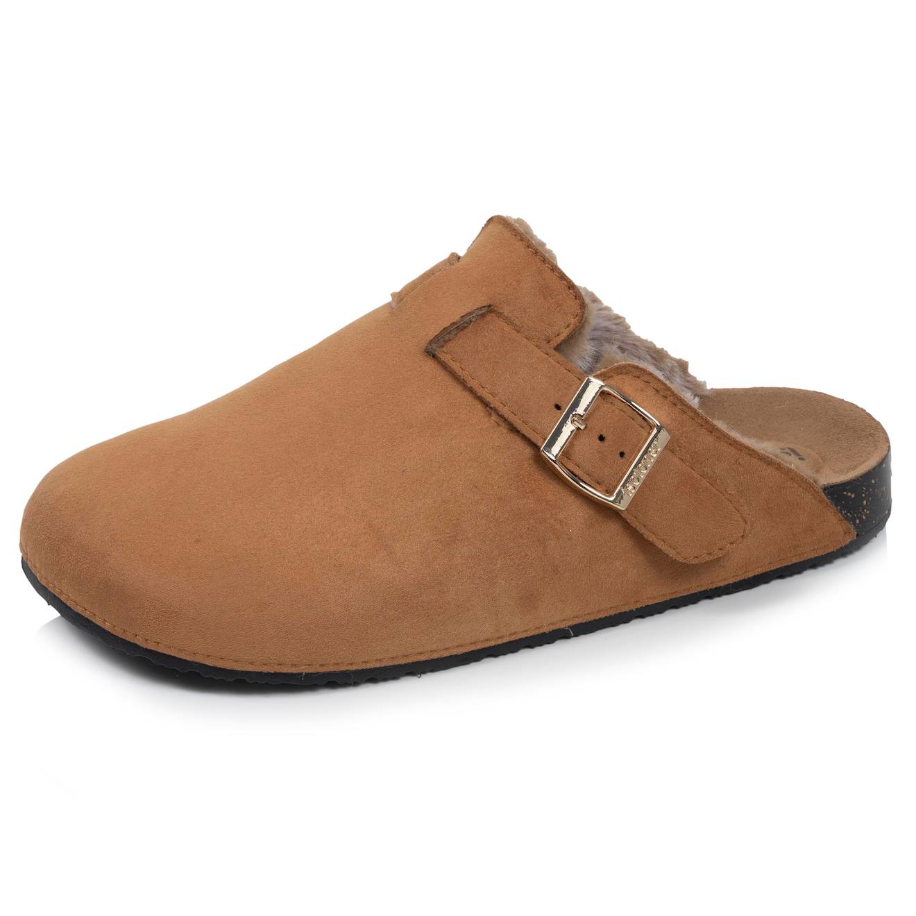 Sabots Fourrés, Semelle Extra-flex, Légers, Patch Talon Confort Camel/camel