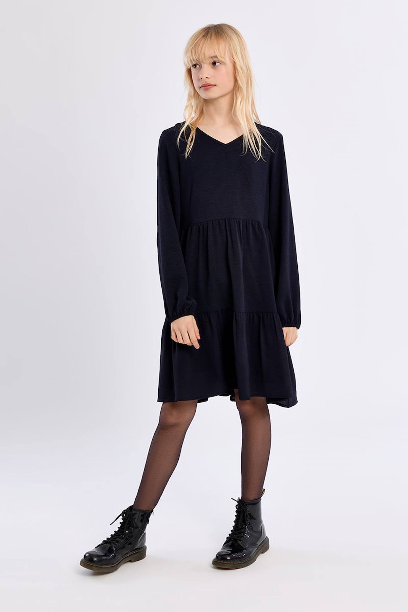Robe Mi-longue, Multi-volants Navy Blue