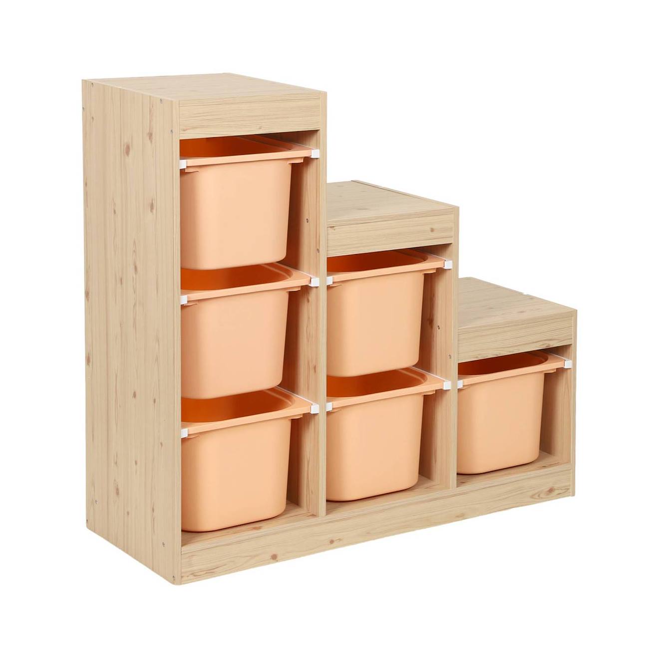 Meuble De Rangement Enfant Escalier 6 Bacs De Rangement Décor Bois Naturel - Sora Pêche (sweeek) - Image 2