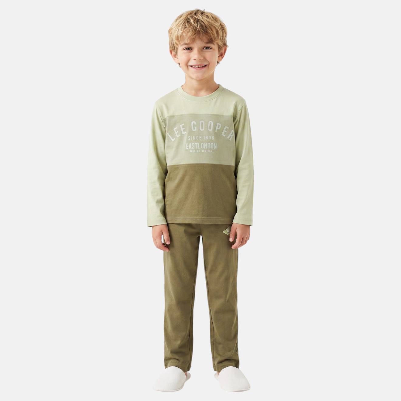 Pyjama Manches Longues Imprimé Garçon Vert Kaki