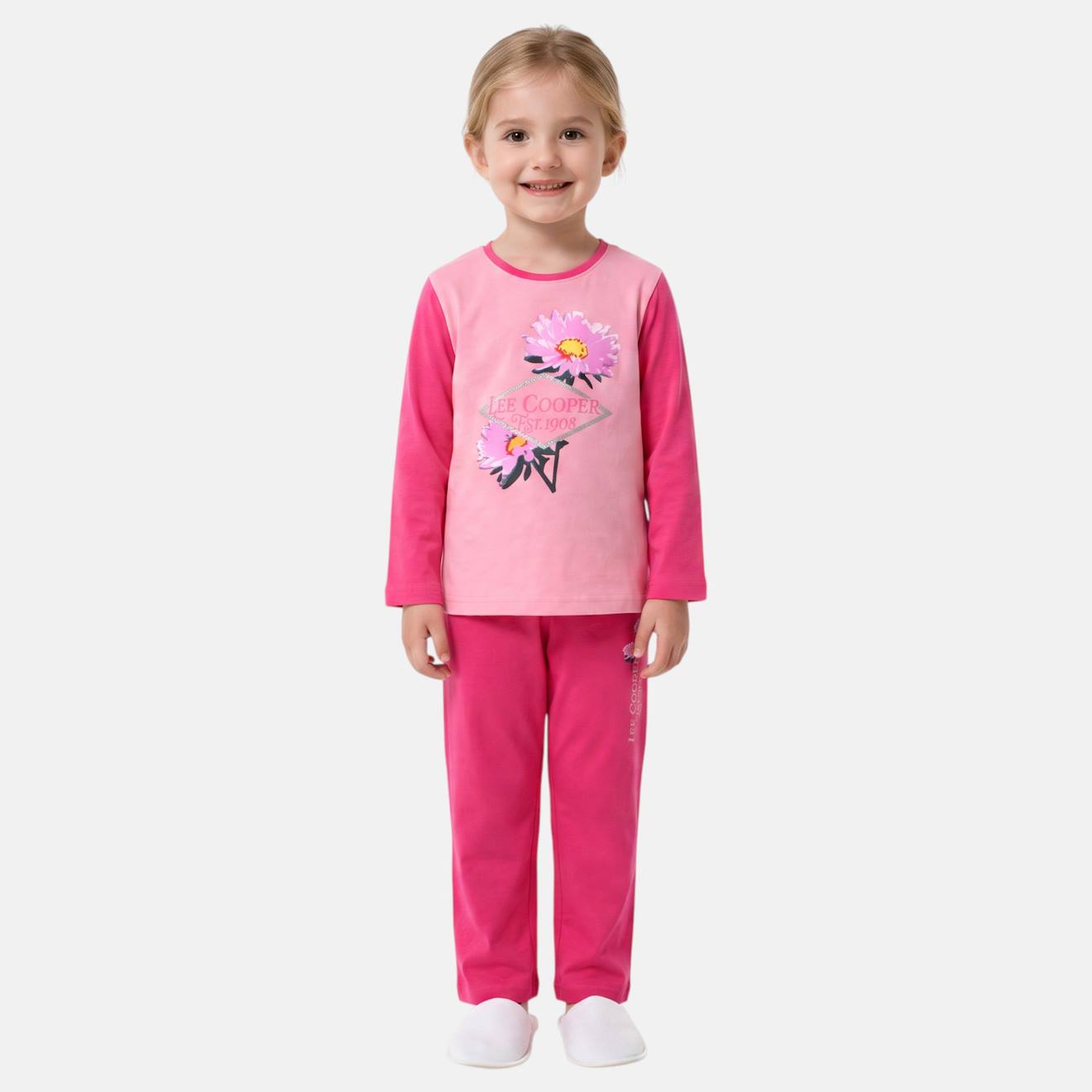 Pyjama Manches Longues Imprimé Fleurs Fille Fushia