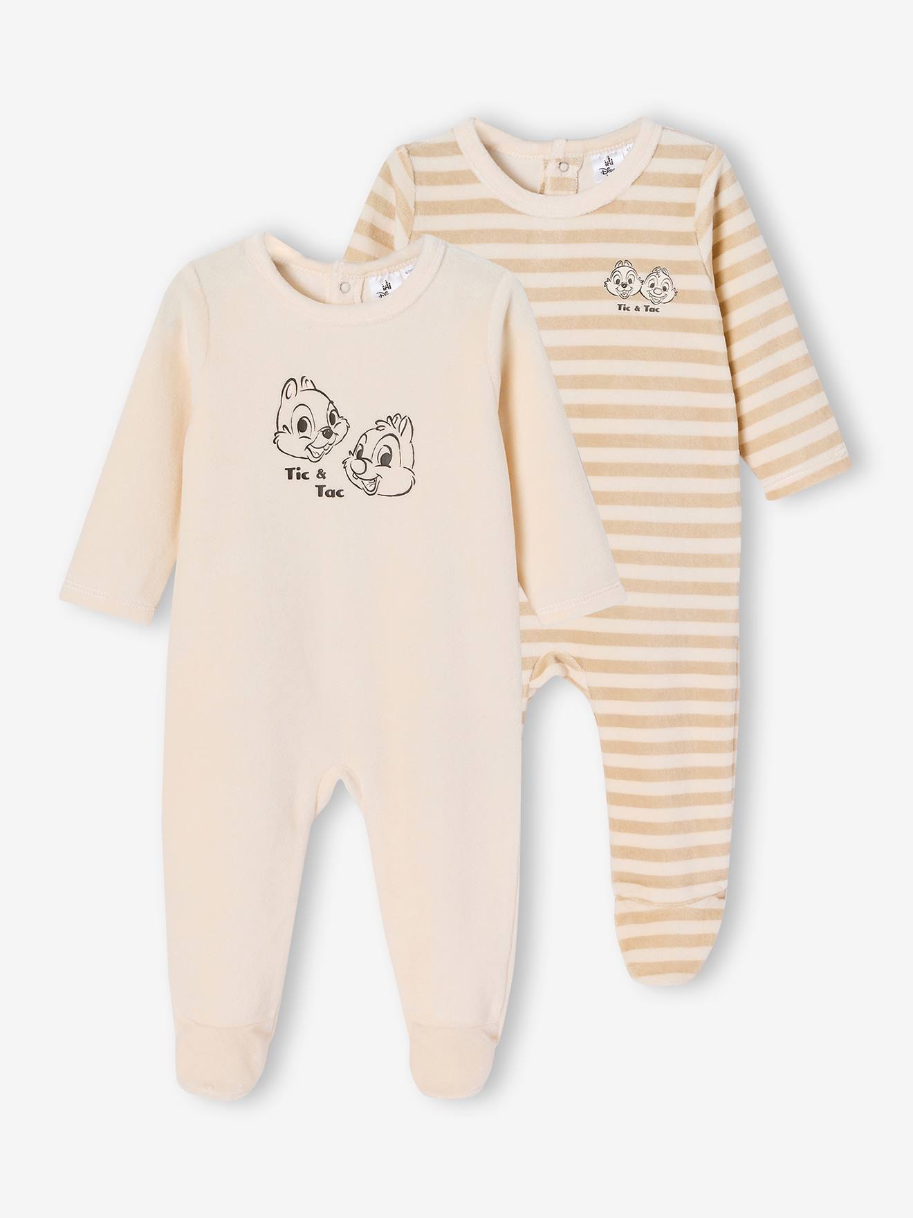 Lot de 2 pyjamas bébé Disney Tic et Tac beige