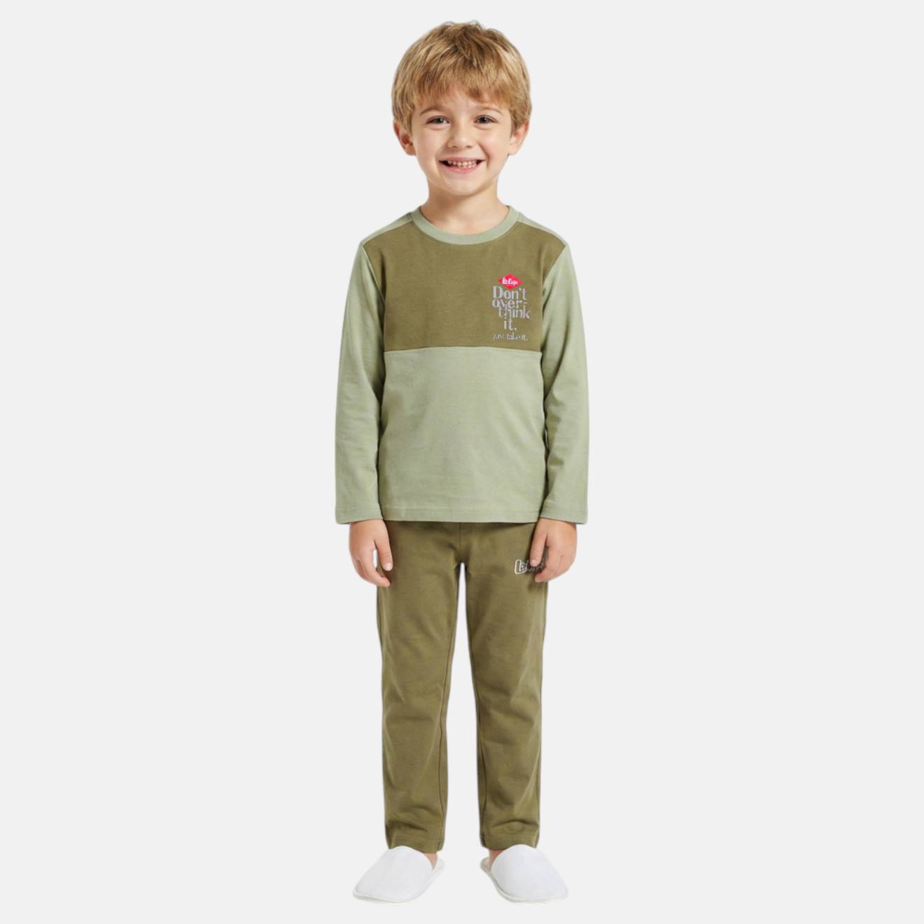Pyjama Garçon Manches Longues Pantalon Bicolore Camel