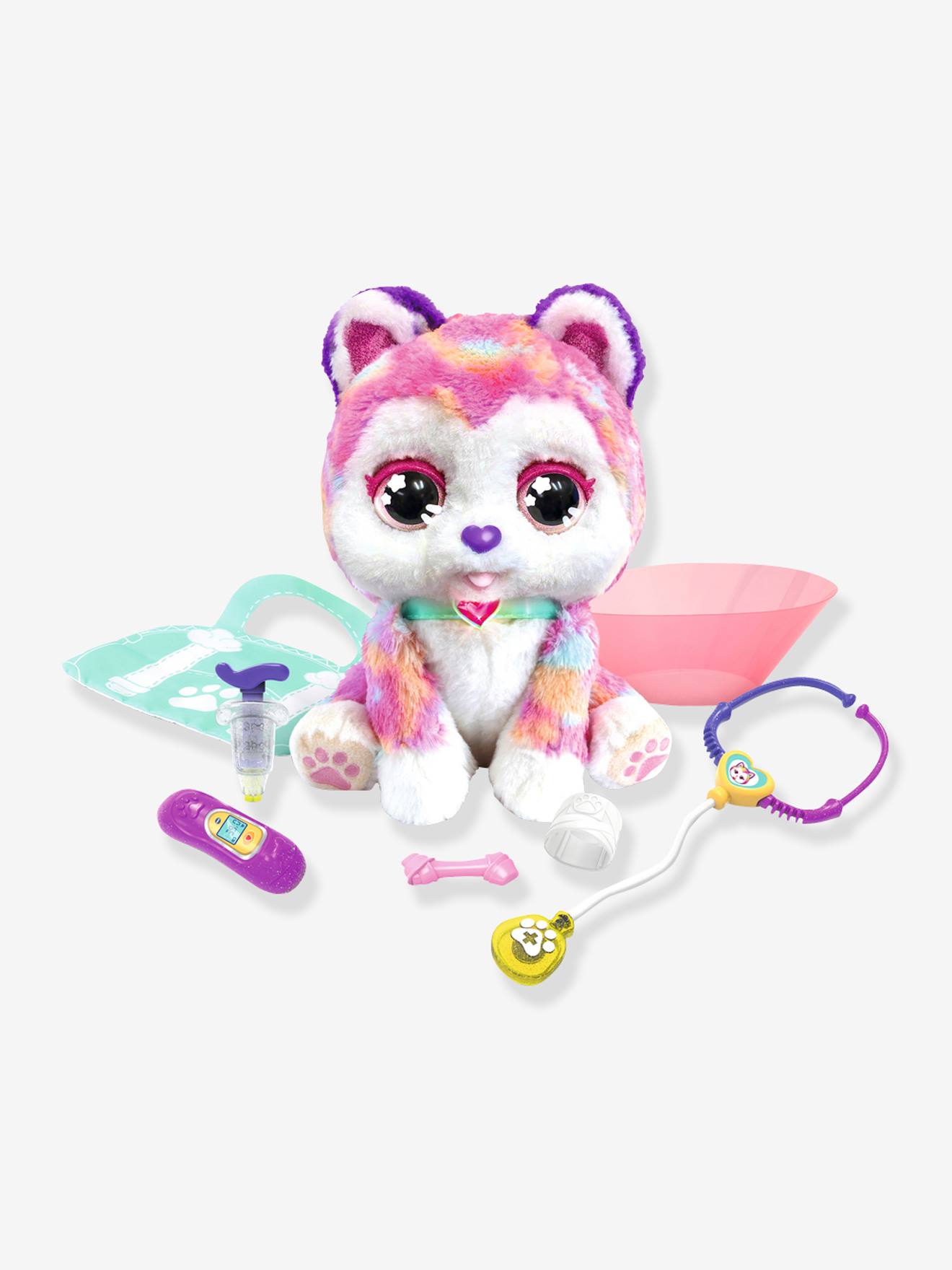 Vtech - Peluche Husky Motorisée Rainbow Mon Chiot Bobo Vtech Rose