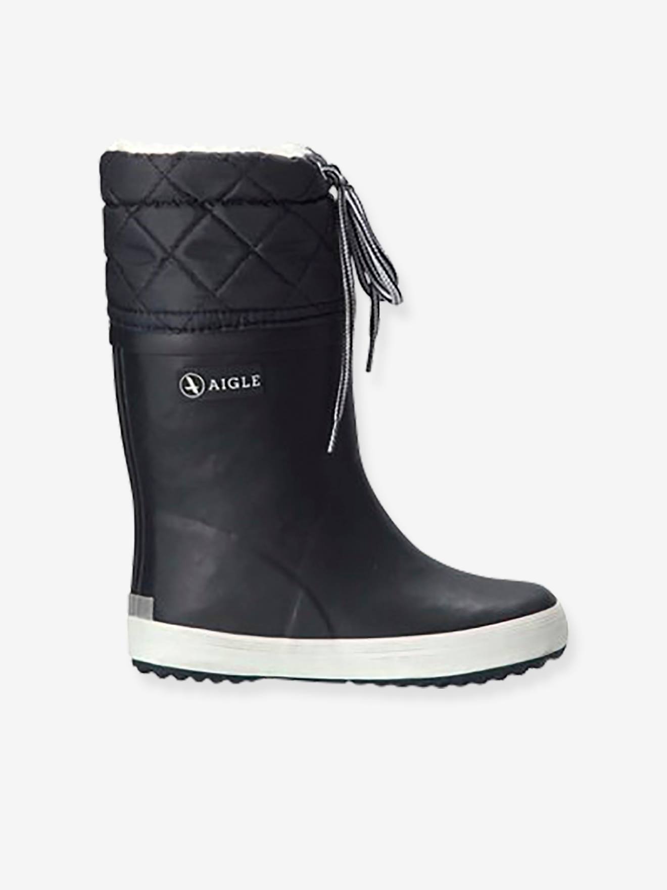 Bottes de pluie fourrées enfant Lolly Pop Giboulée marine blanc (Aigle) - Image 1