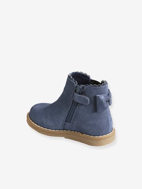 Boots Cuir Bebe Fille Elastiques Bleu Marine Vertbaudet