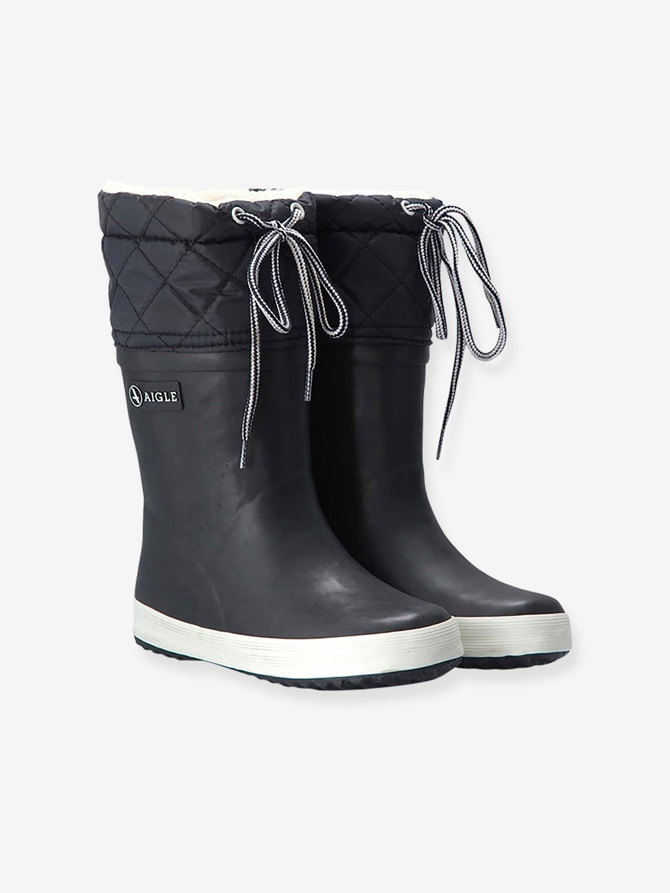 Bottes de pluie fourrées enfant Lolly Pop Giboulée marine blanc