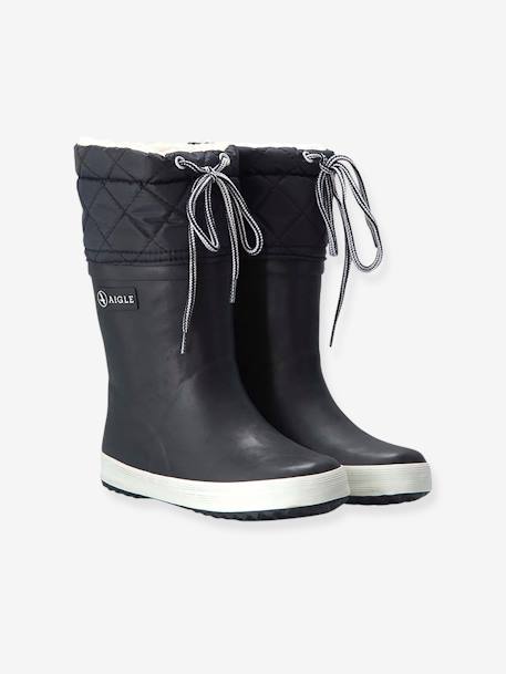 Aigle - Bottes de pluie fourrées enfant Lolly Pop Giboulée marine blanc